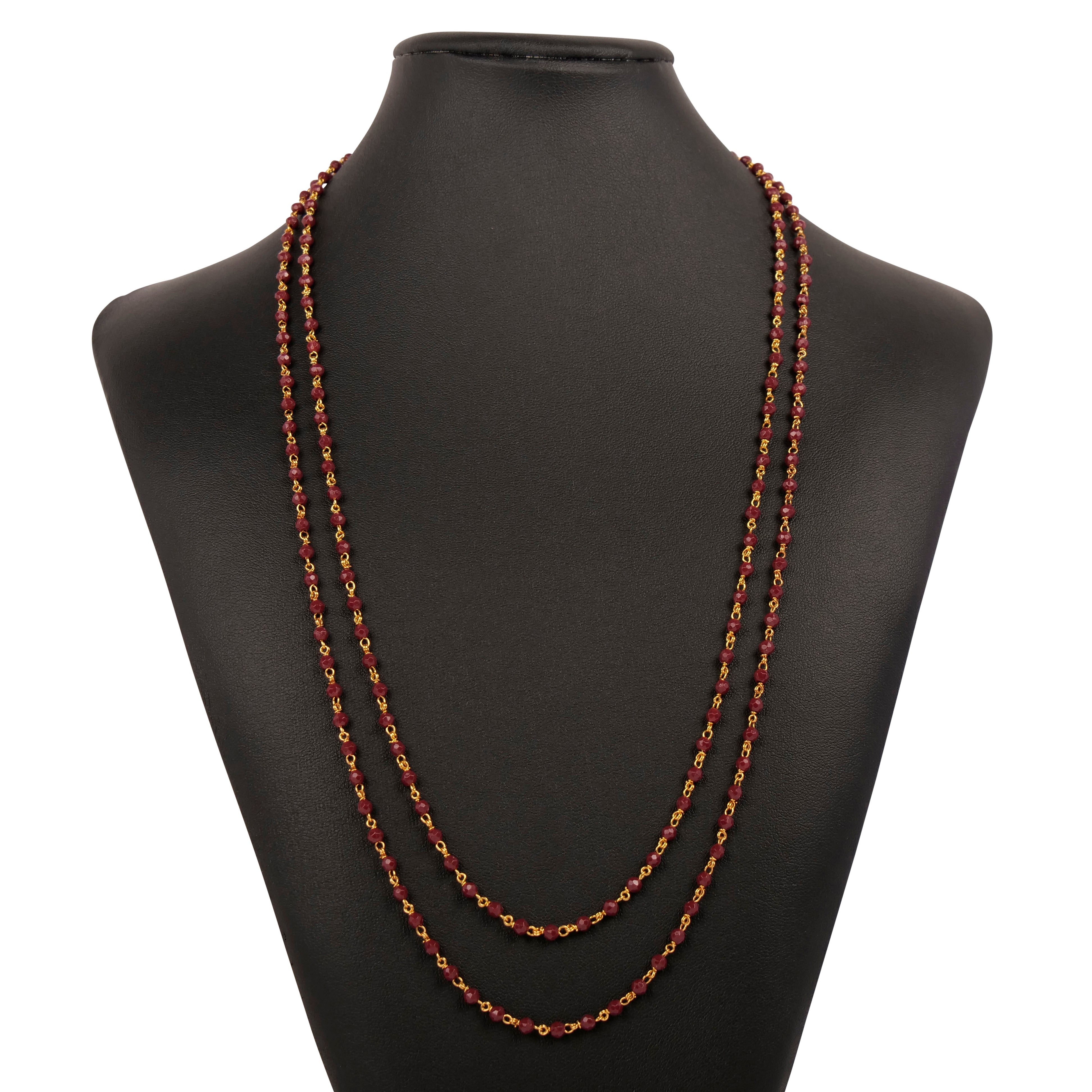 Maria Layered Bead Necklace in Maroon