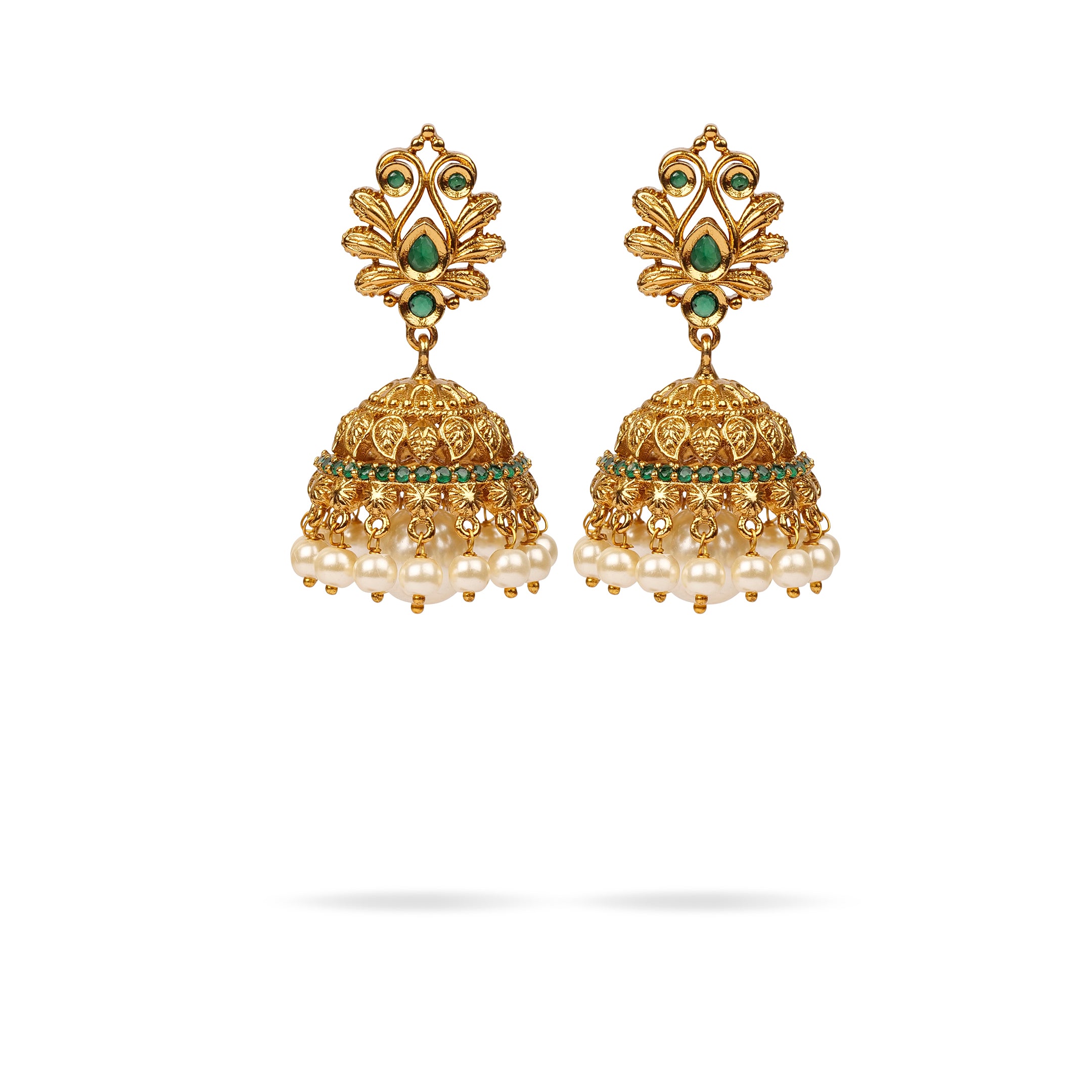 Lalima Classic Jhumka Earrings in Green