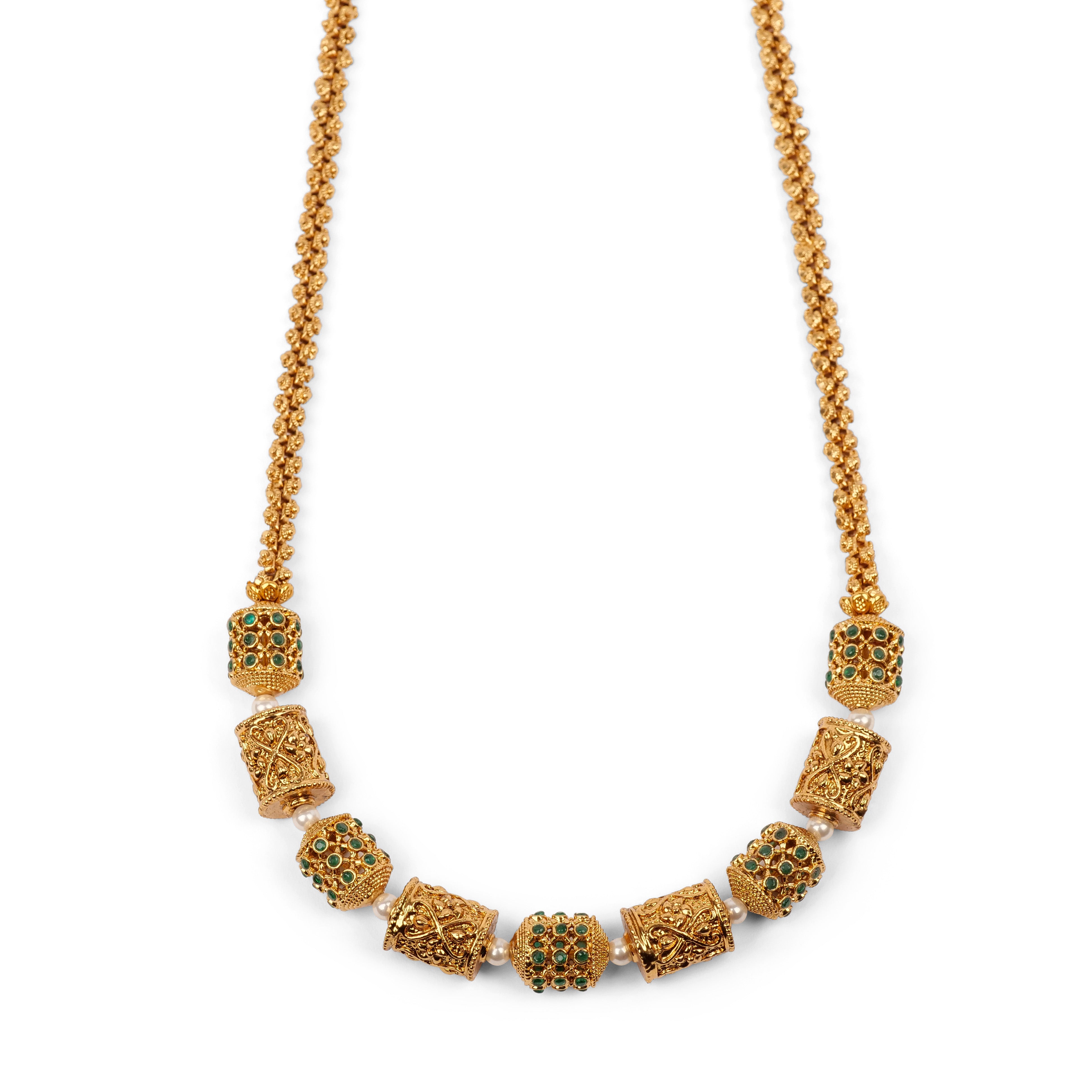 Taara Barrel Bead Chain Set in Green