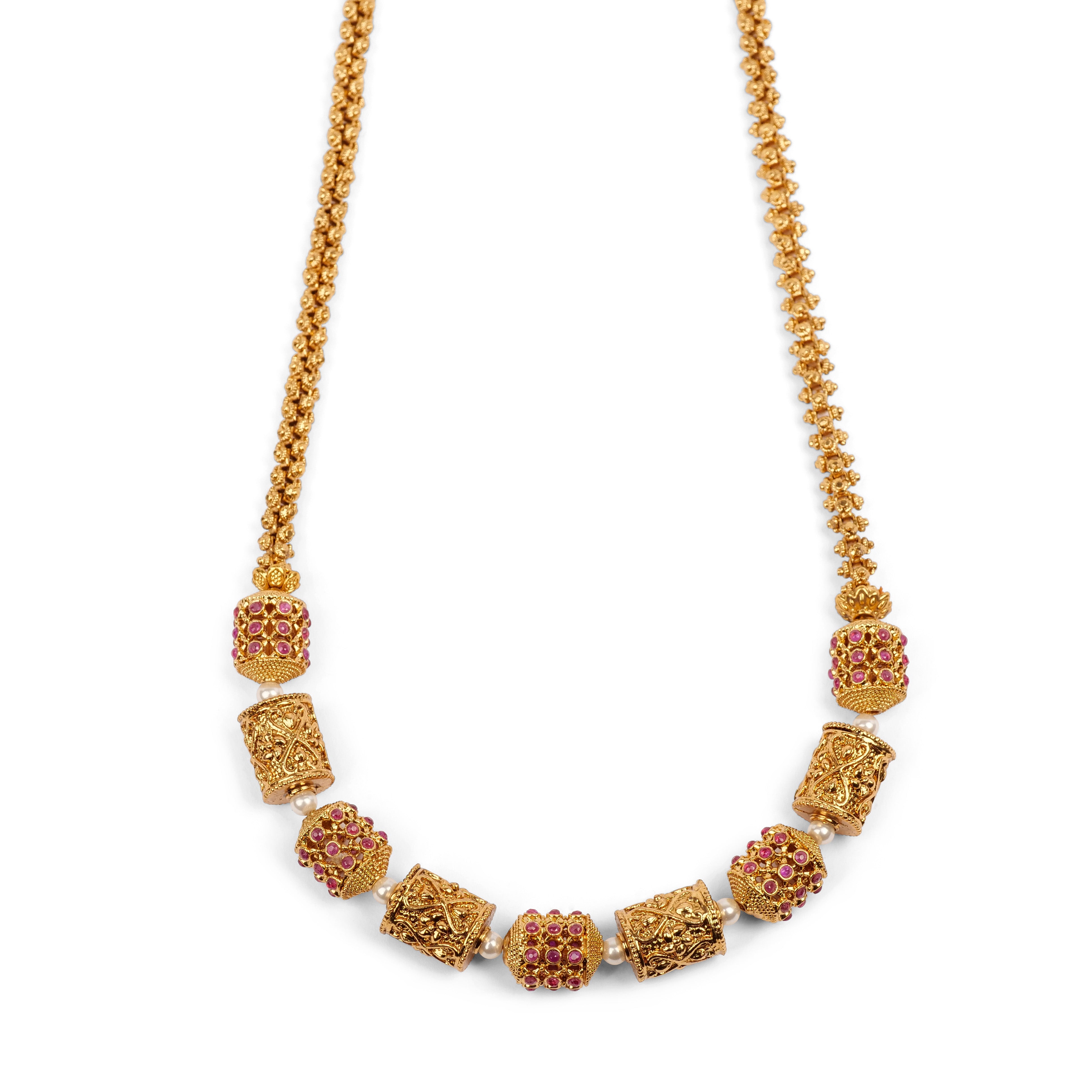 Taara Barrel Bead Chain Set in Ruby