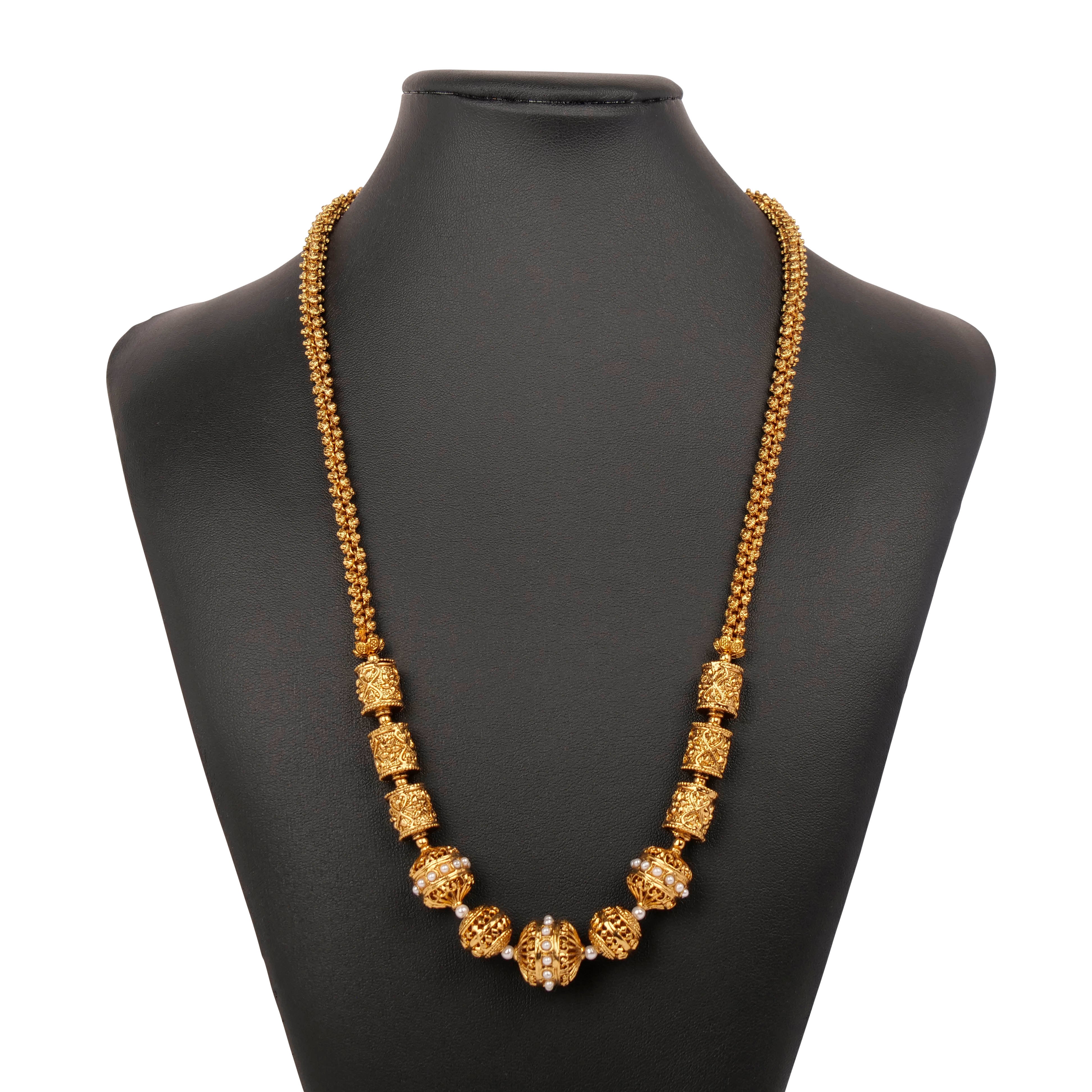 Milana Barrel Bead Chain Set in Pearl