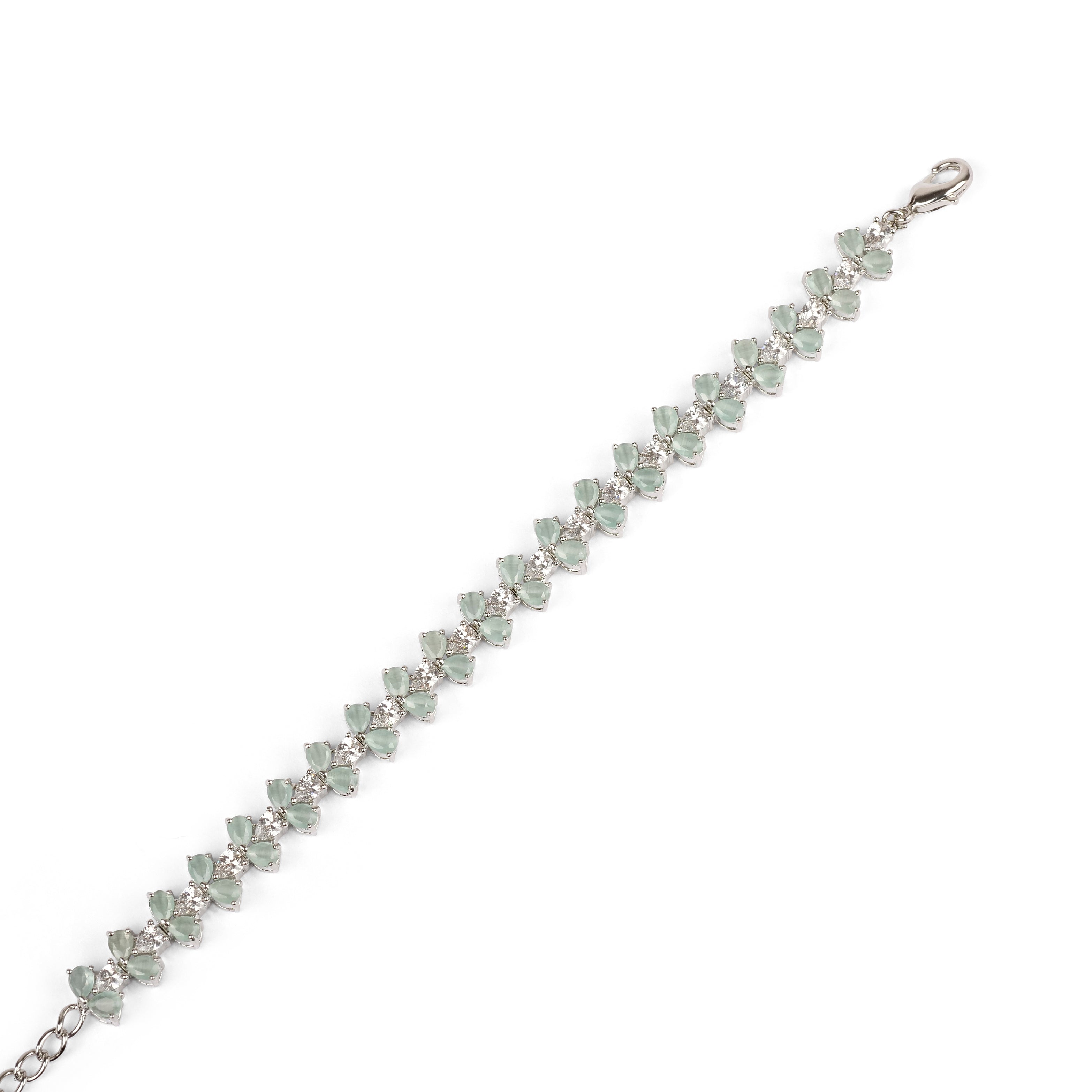 Sianna Cubic Zirconia Bracelet in Mint and Rhodium