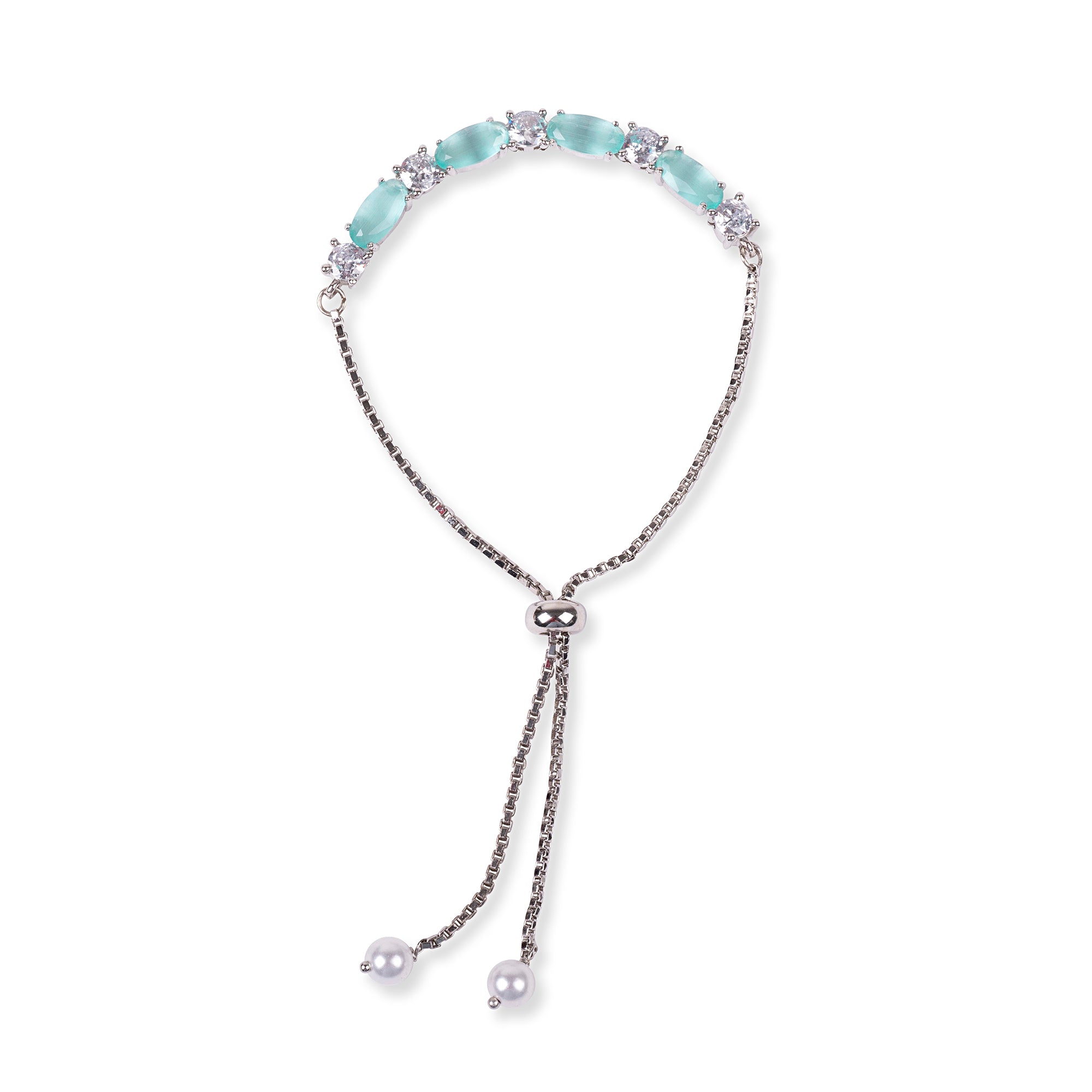 Vida Cubic Zirconia Bracelet in Light Blue and Rhodium