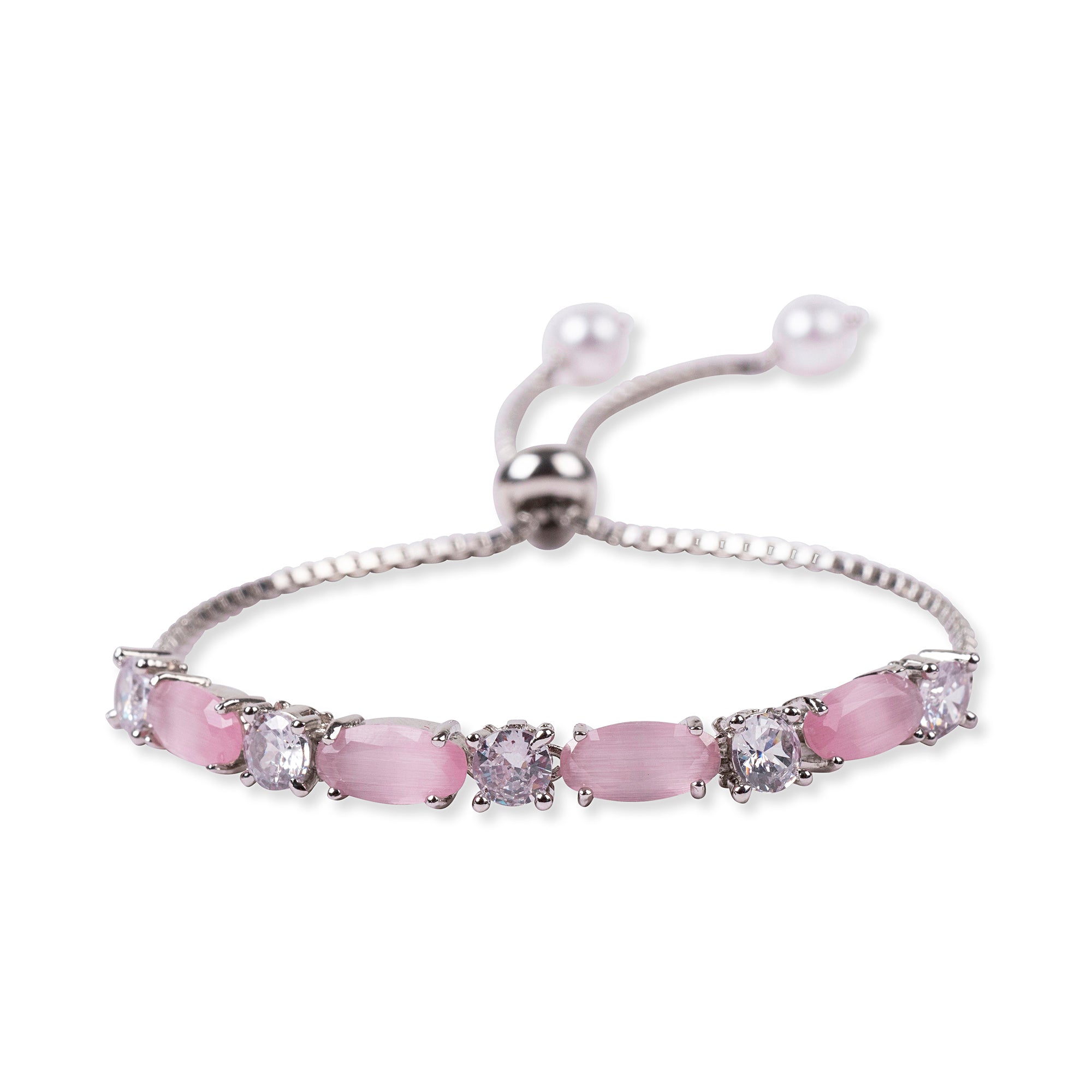 Vida Cubic Zirconia Bracelet in Light Pink and Rhodium