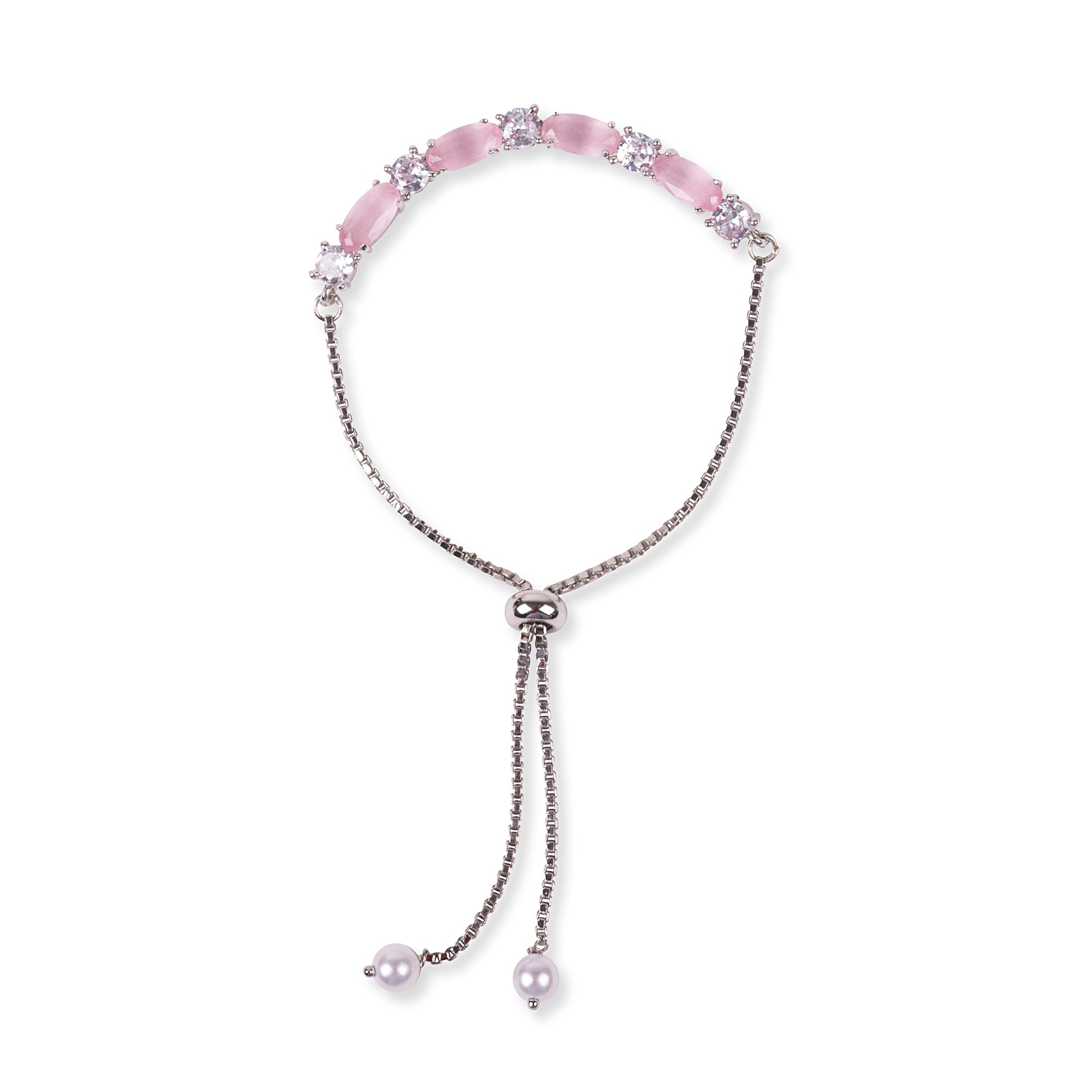 Vida Cubic Zirconia Bracelet in Light Pink and Rhodium