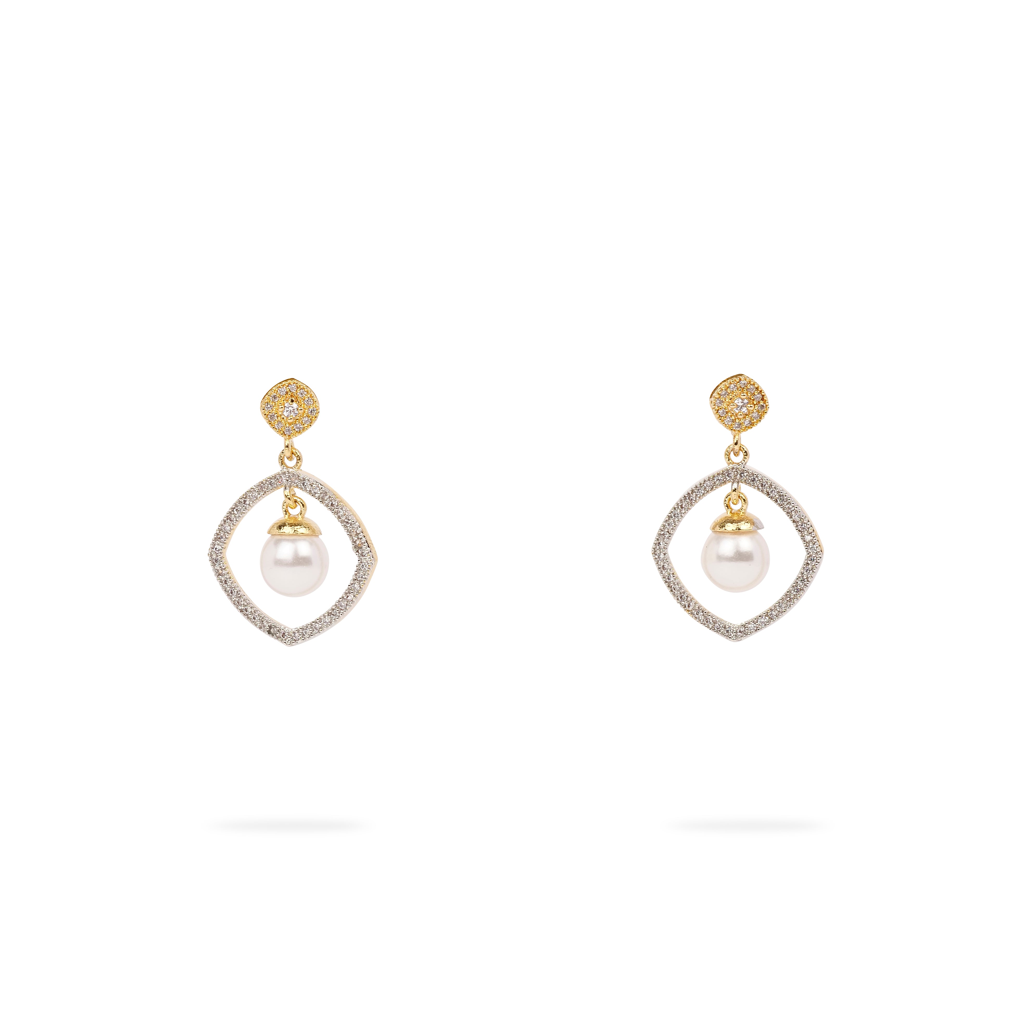 Shayna Cubic Zirconia Pearl Earrings in White