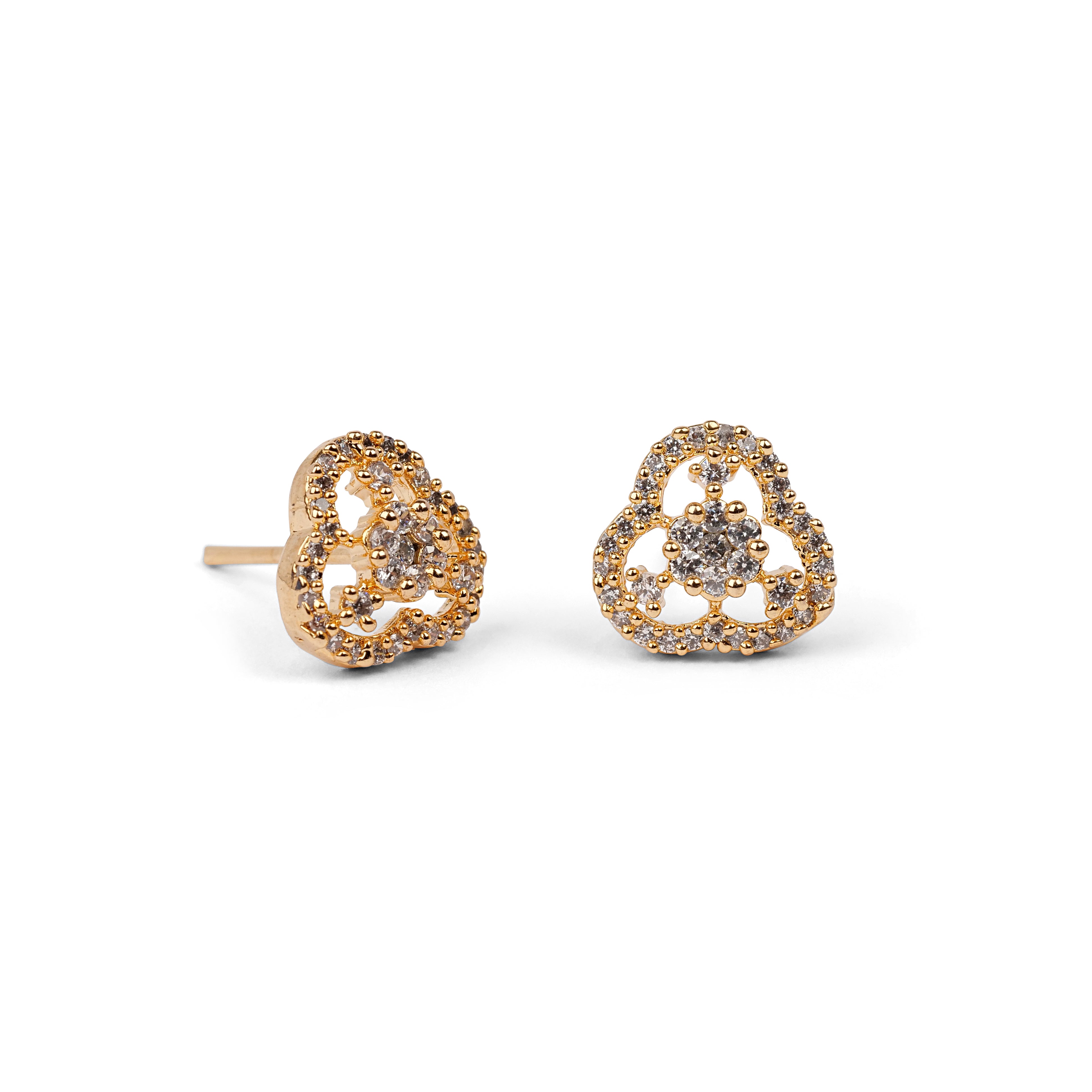 Floral Golden Cubic Zirconia Ear Studs