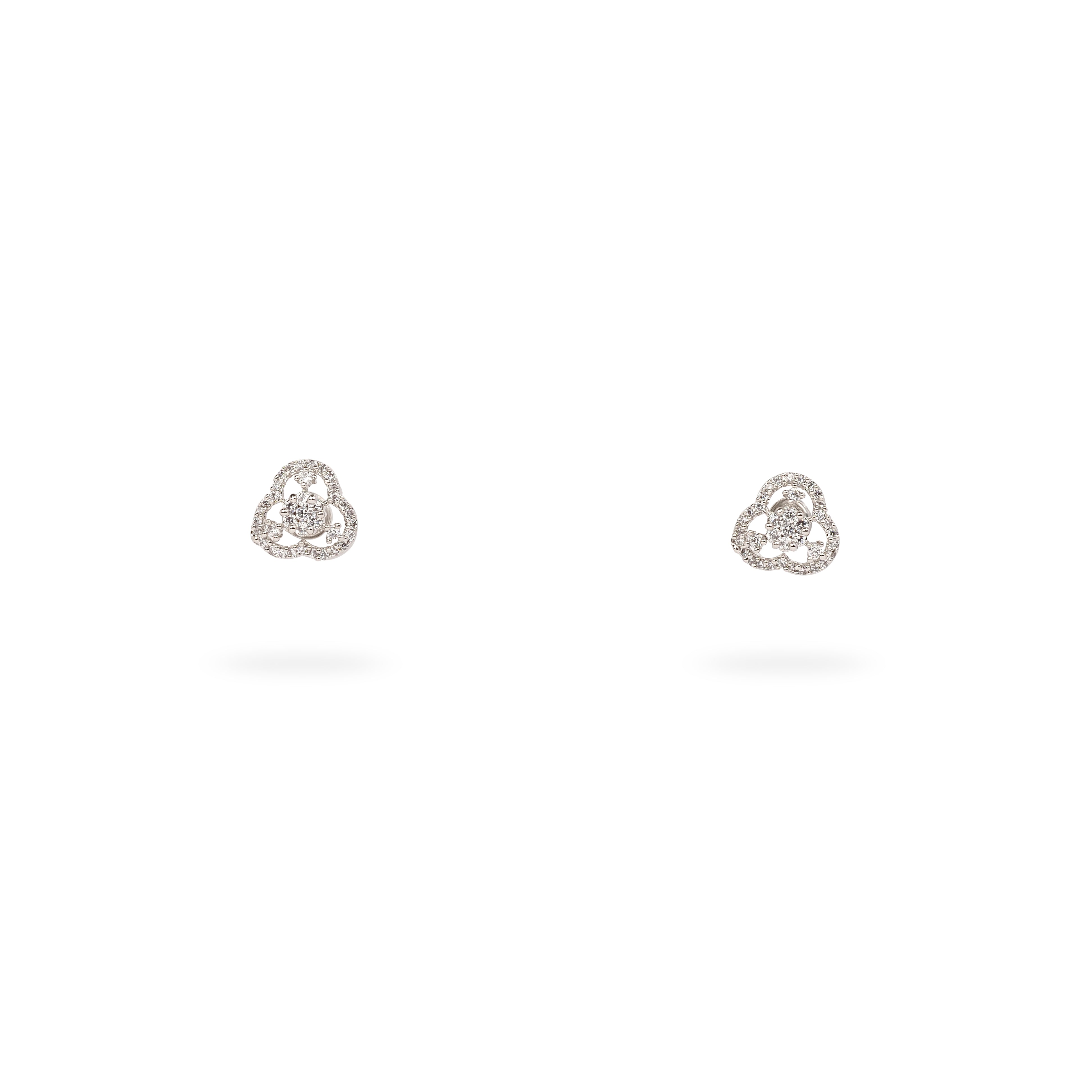 Floral Rhodium Cubic Zirconia Ear Studs