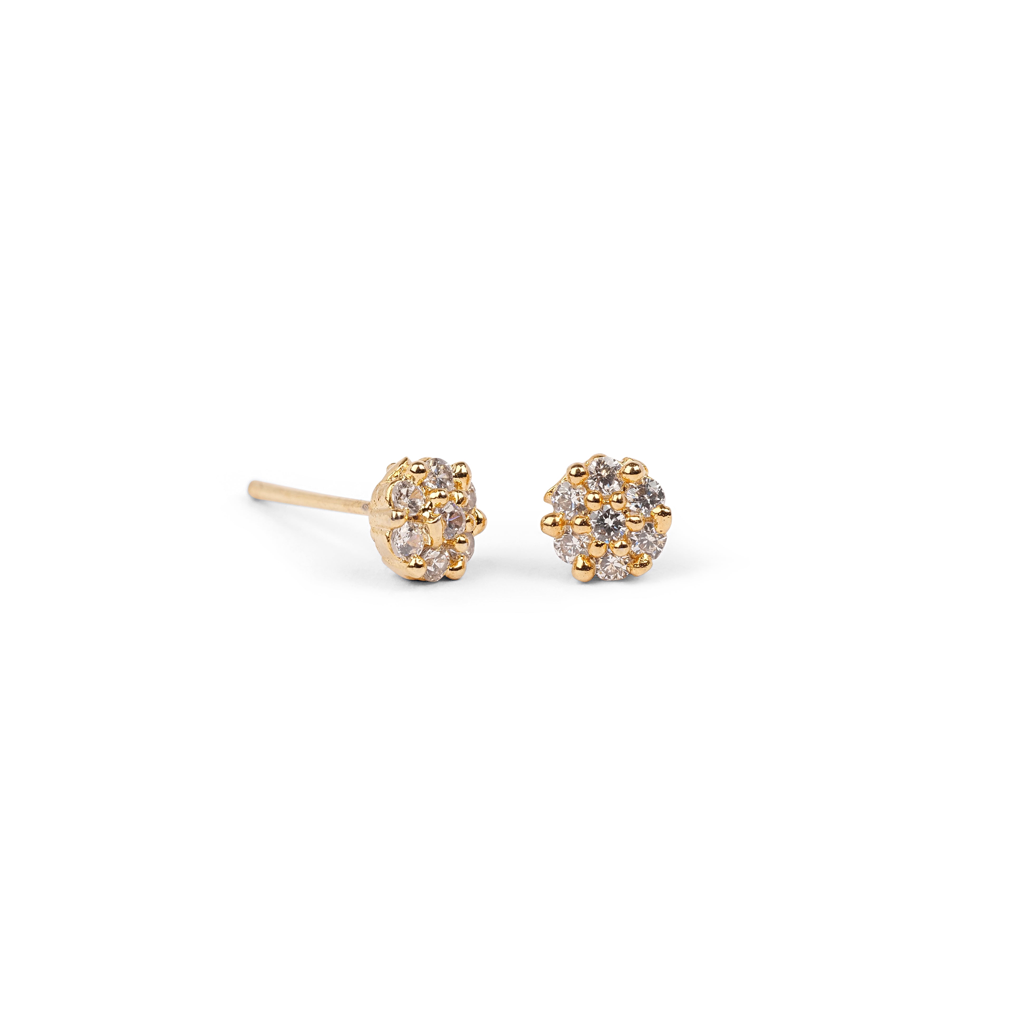 Classic Round Cubic Zirconia Ear Studs in Gold