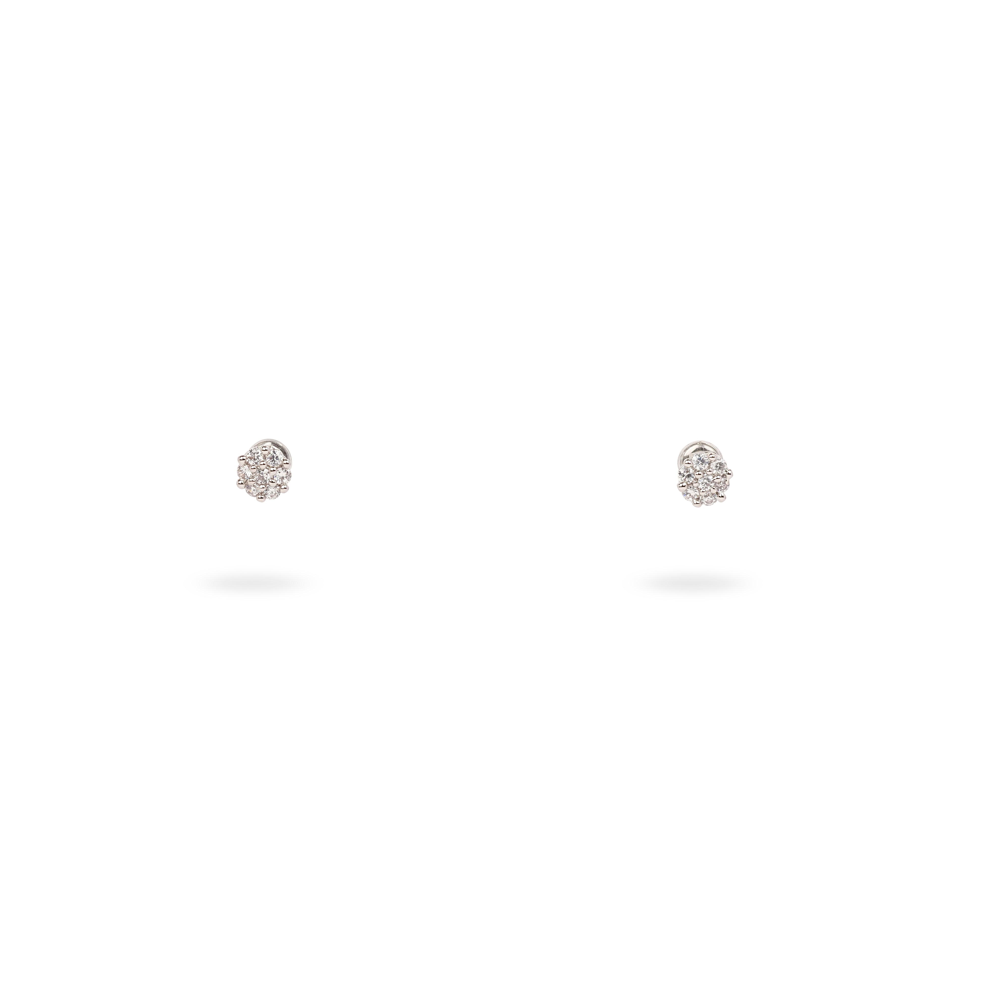 Classic Round Cubic Zirconia Ear Studs in Rhodium