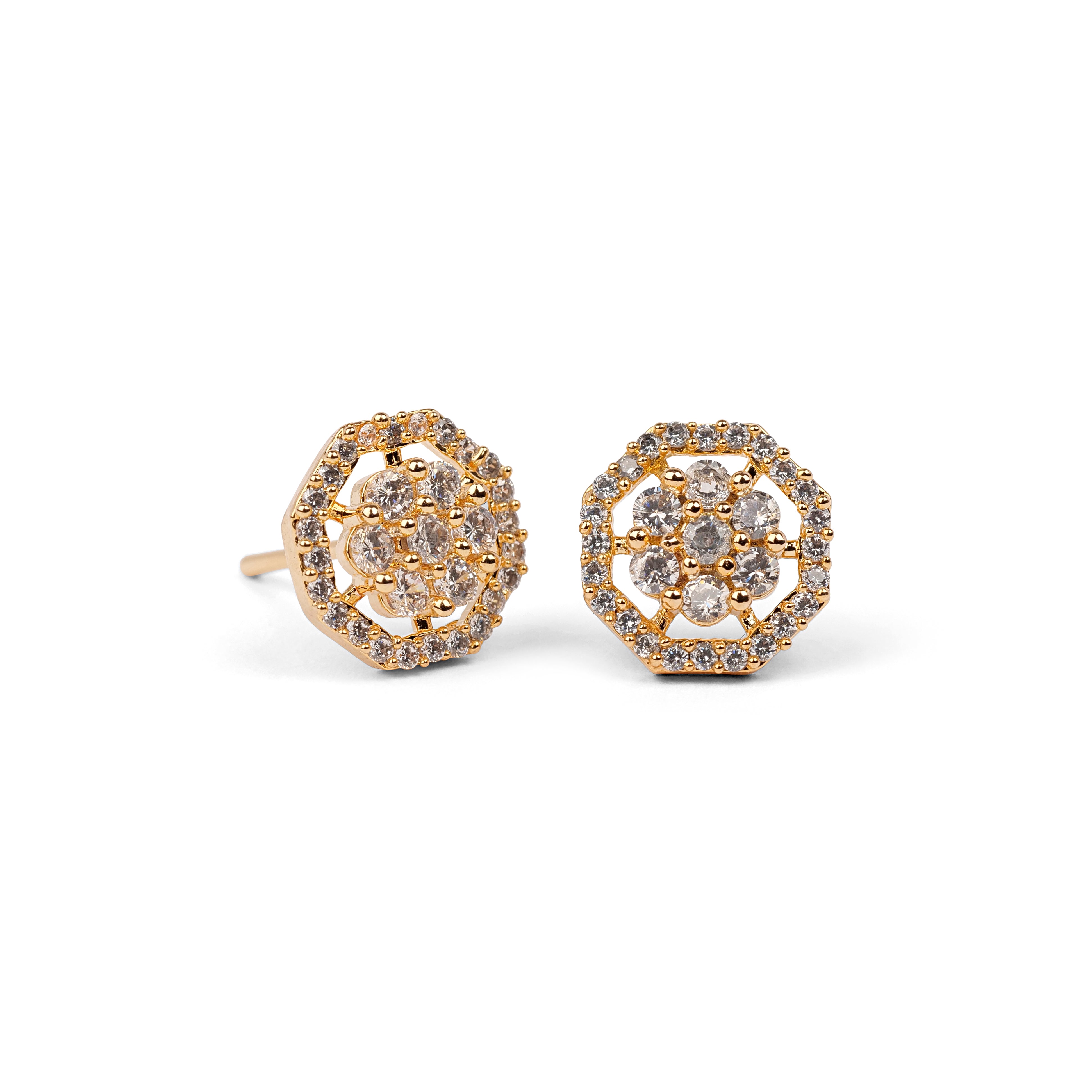 Halo Flora Ear Studs in Gold