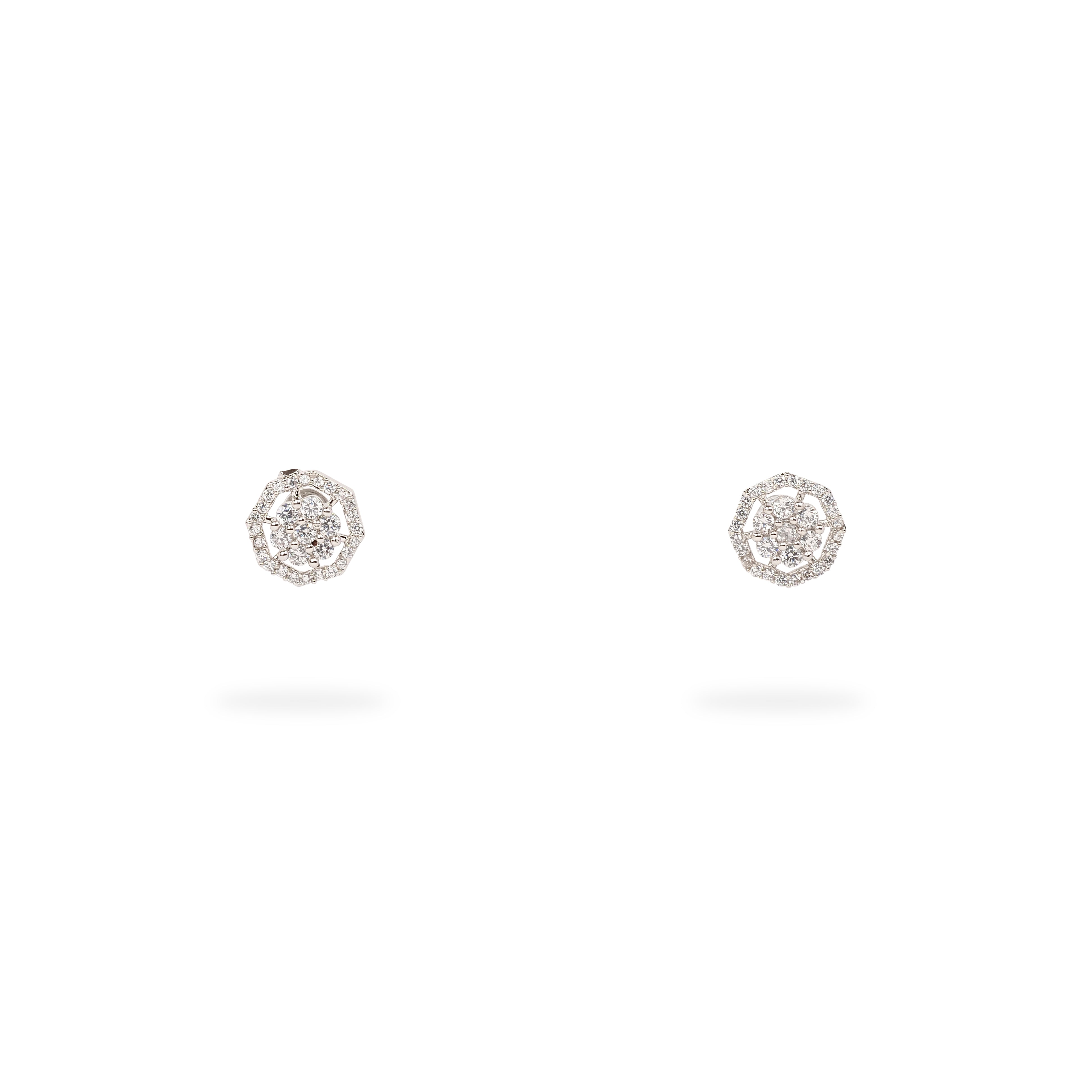 Halo Flora Ear Studs in Rhodium