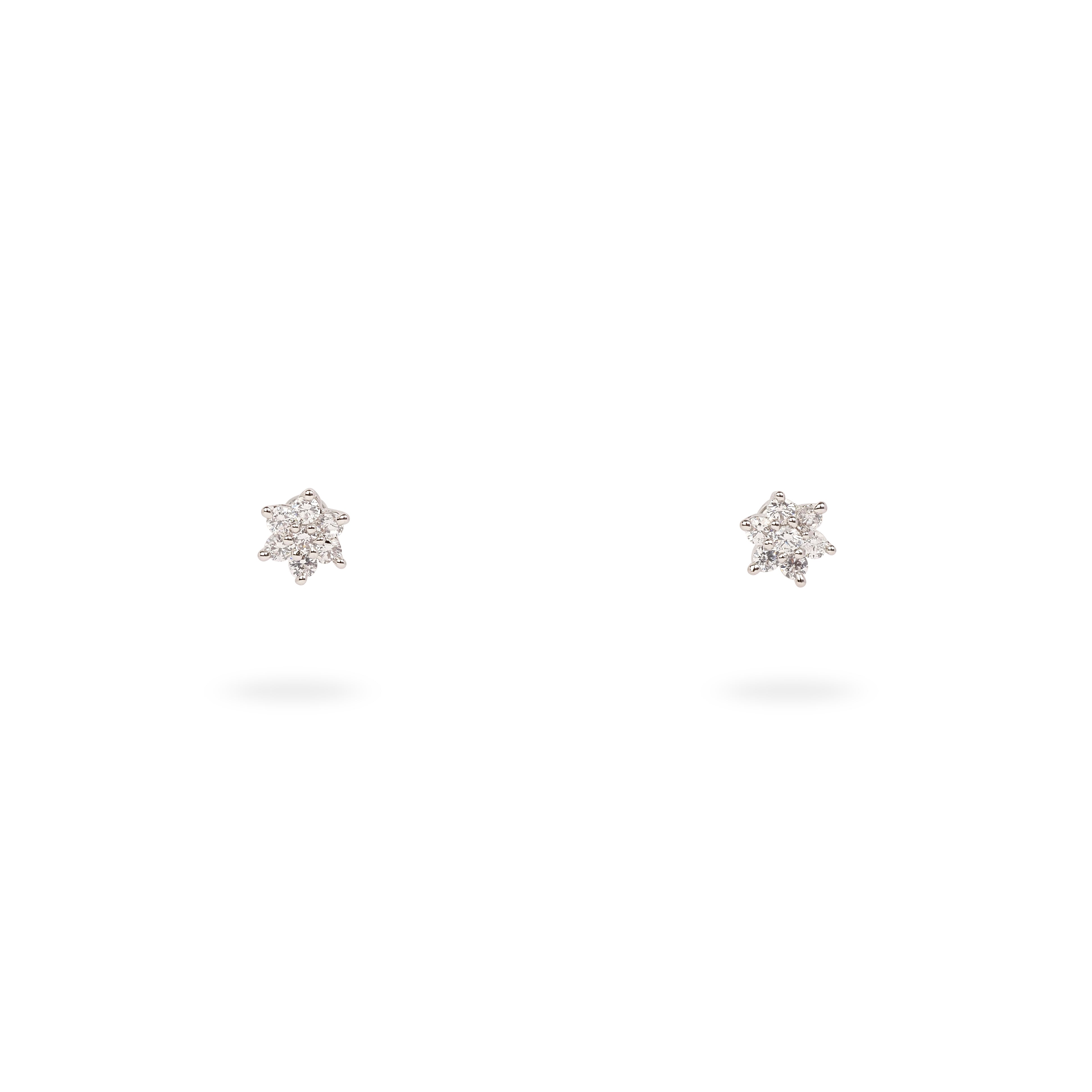 Clover Ear Studs in Rhodium