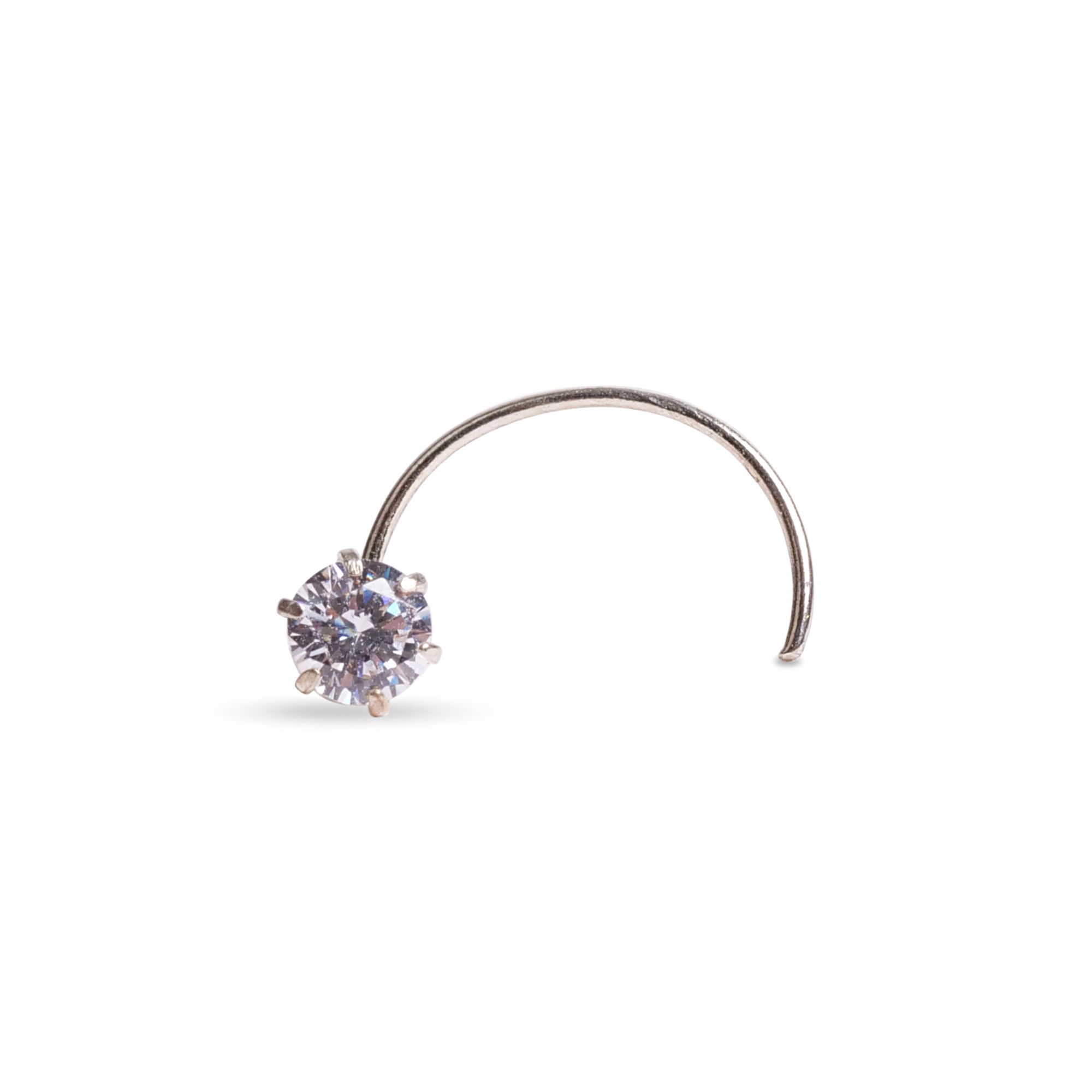 Cubic Zirconia Nose Pin in Rhodium