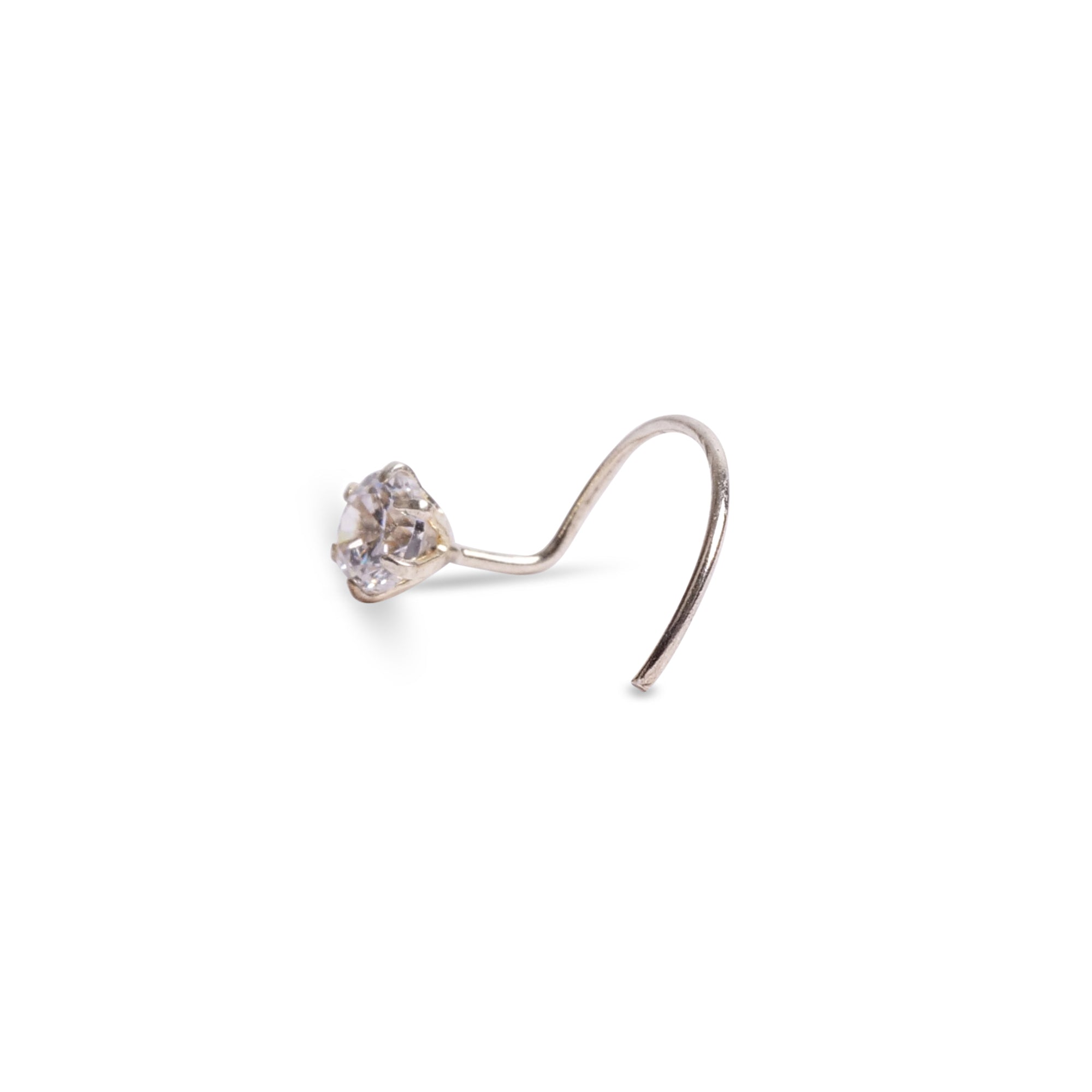 Cubic Zirconia Nose Pin in Rhodium