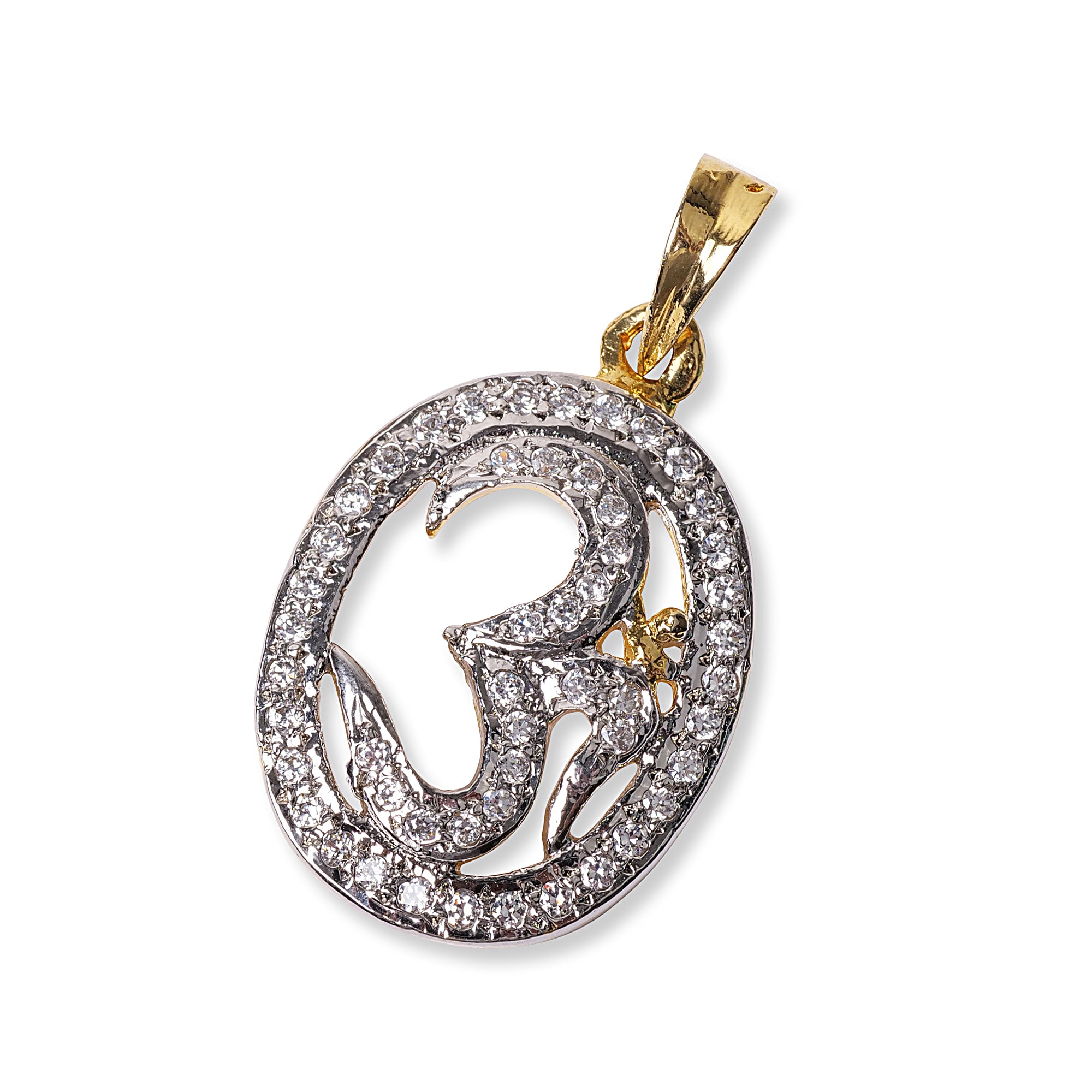 Om Cubic Zirconia Pendant in Gold