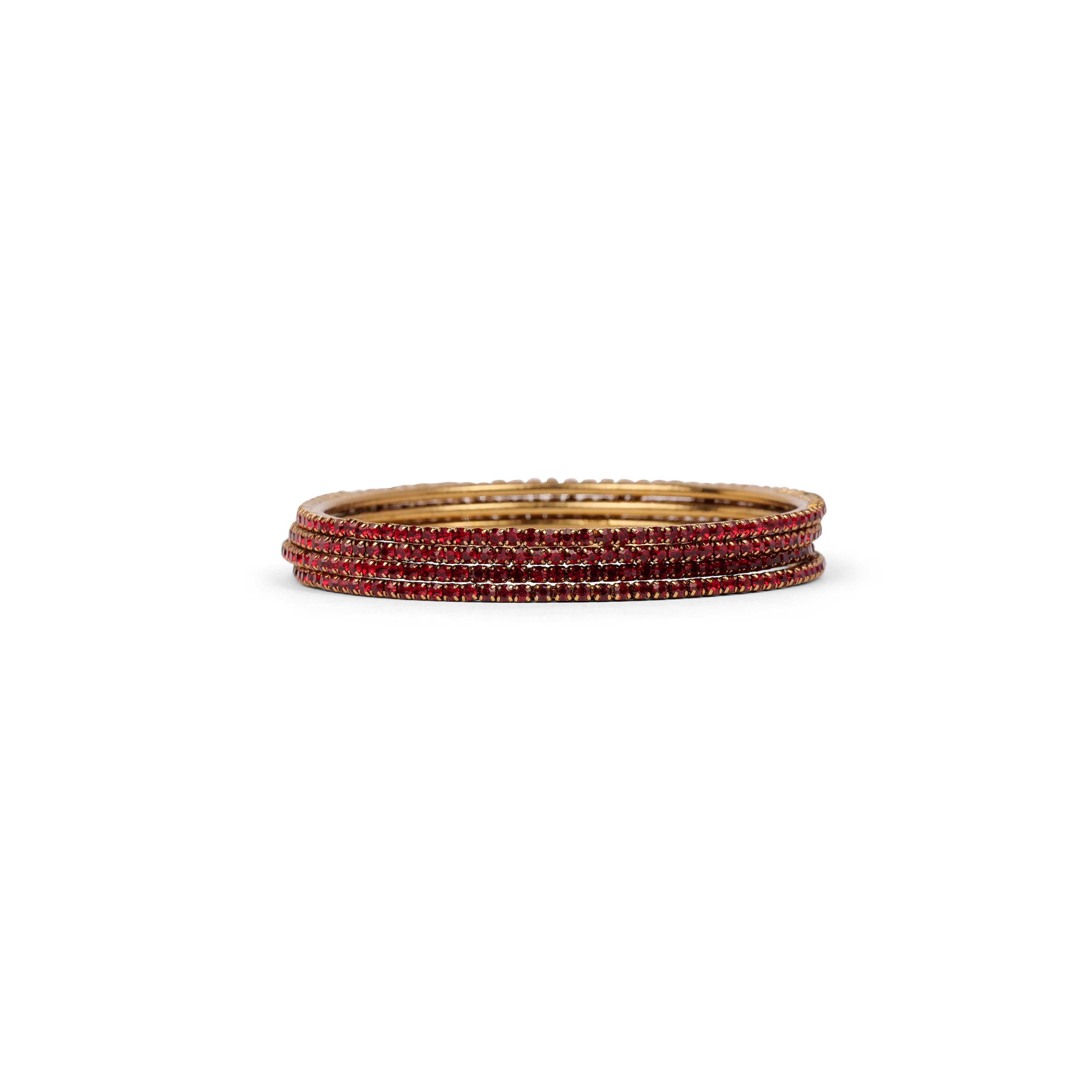 Set of 4 Diamante Bangles in Maroon