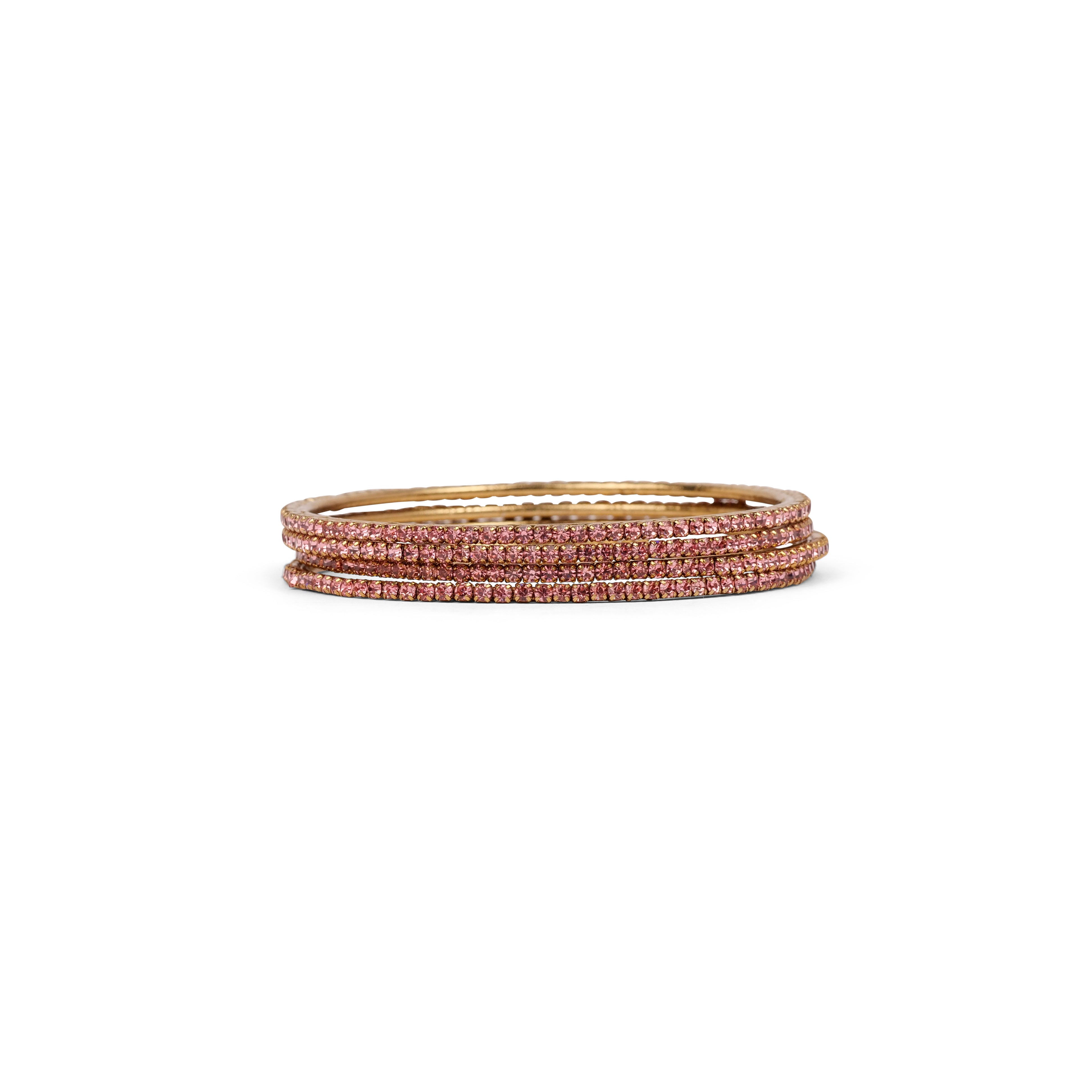 Set of 4 Diamante Bangles in Light Pink