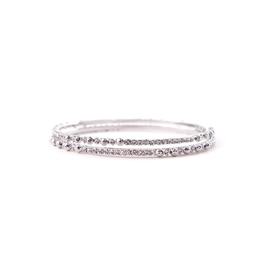 Rhodium Crystal and Beaded Bangles