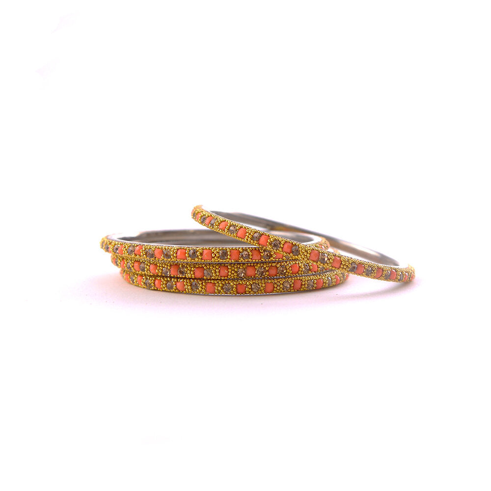 Orange Lakh Bangle Set