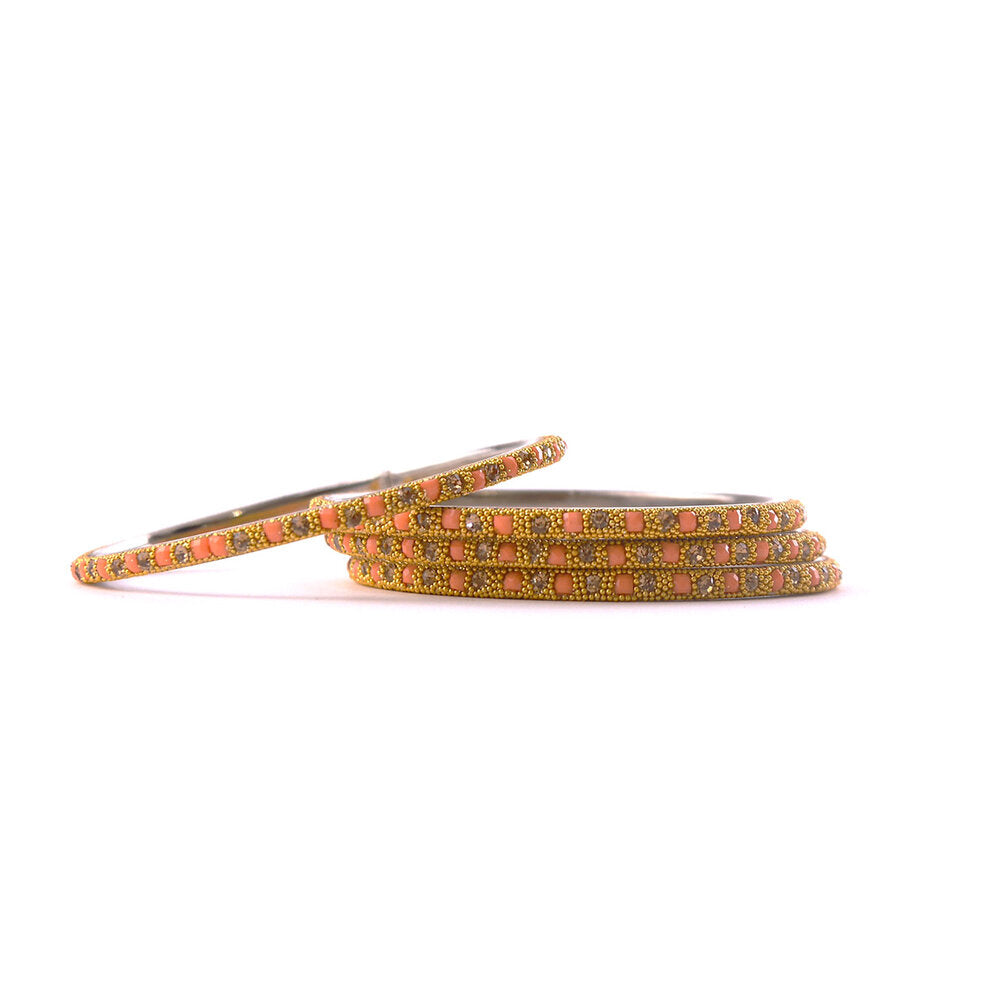 Peach Lakh Bangle Set