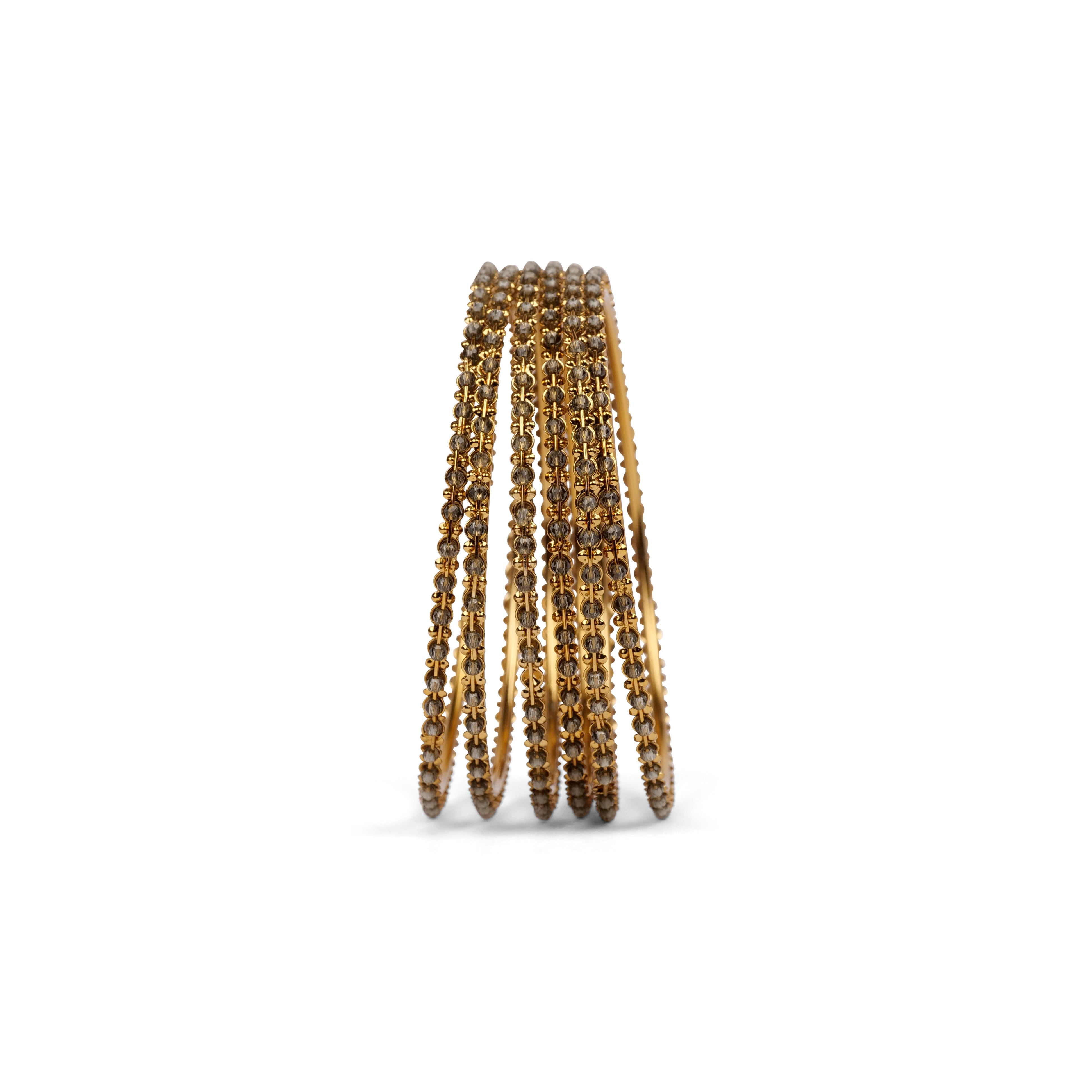 Set of 6 Grey Crystal Beaded Bangles