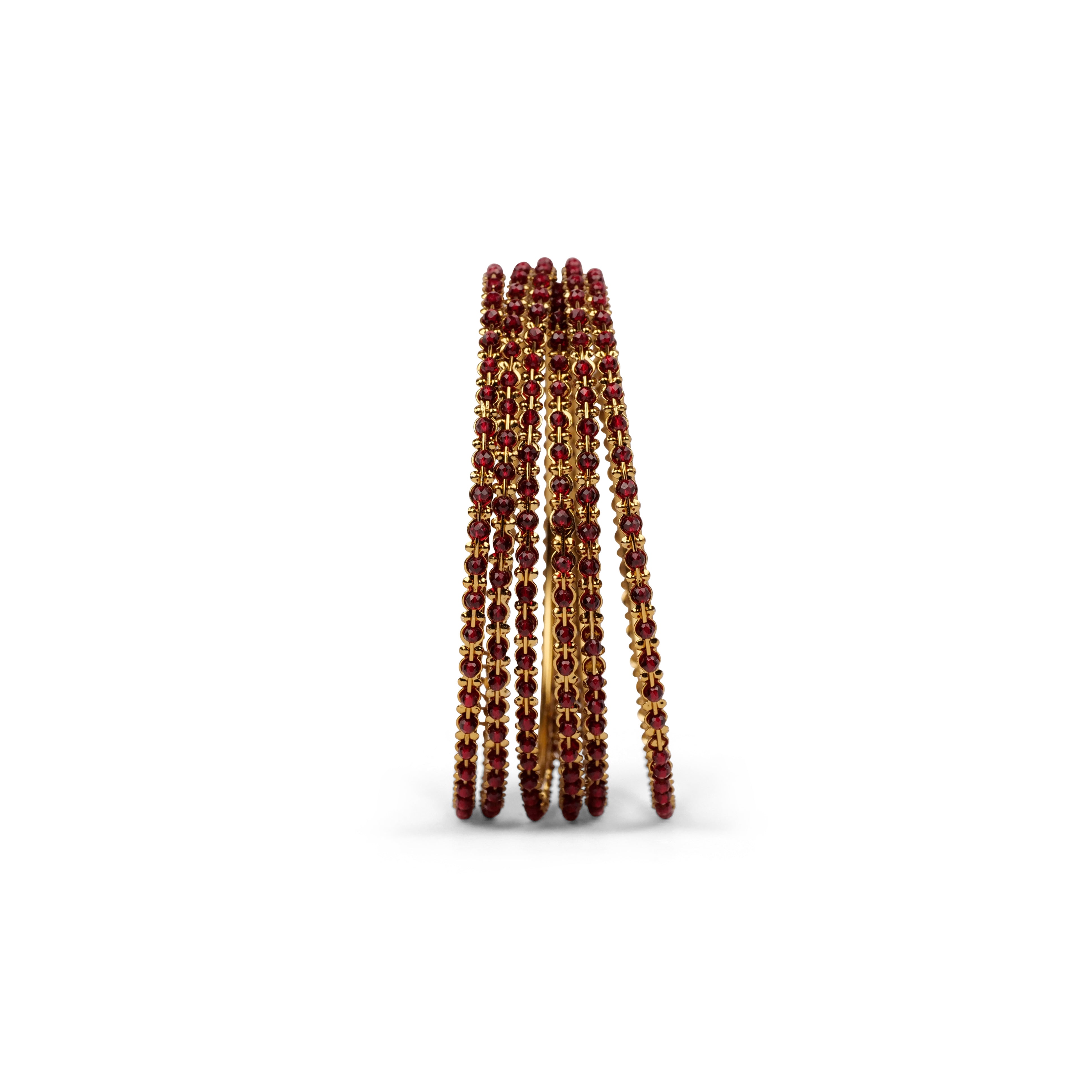 Set of 6 Maroon Crystal Beaded Bangles