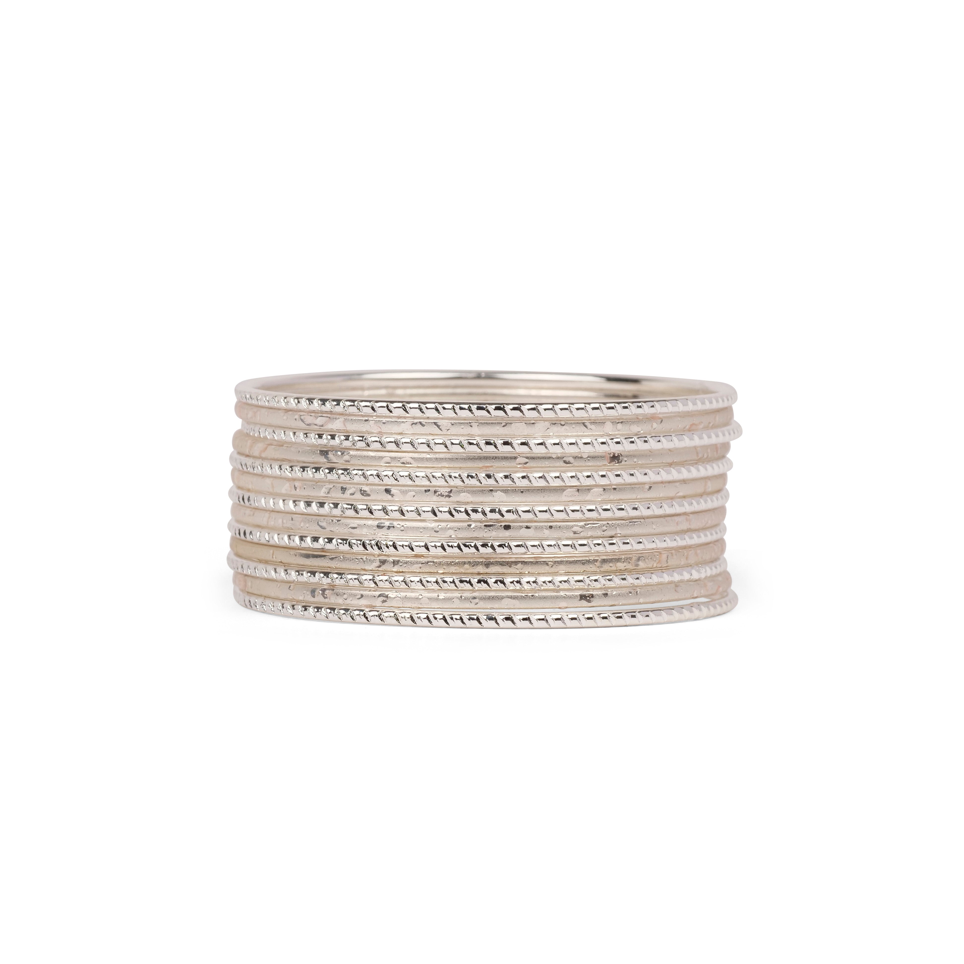 Reva Rhodium Bangle Set