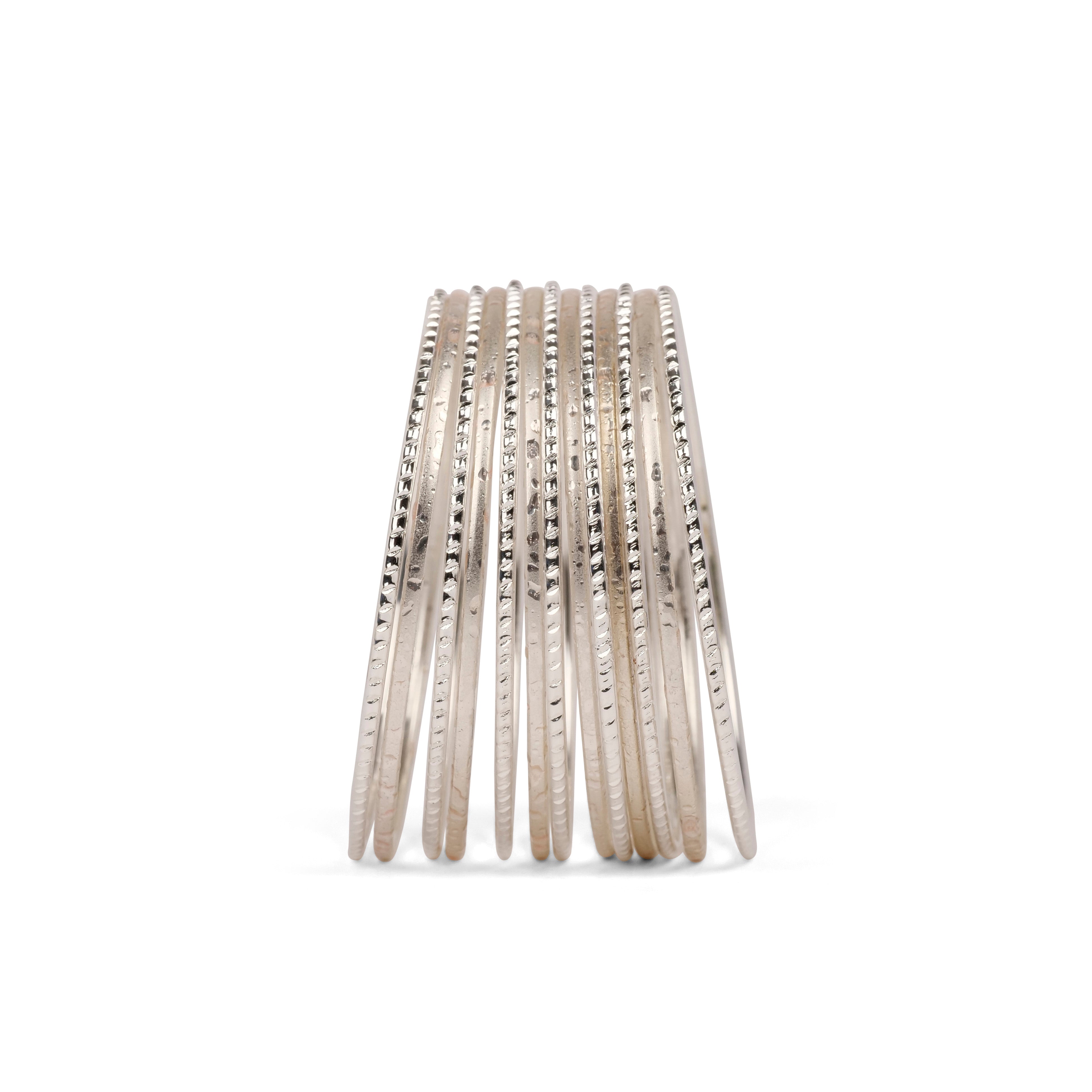 Reva Rhodium Bangle Set