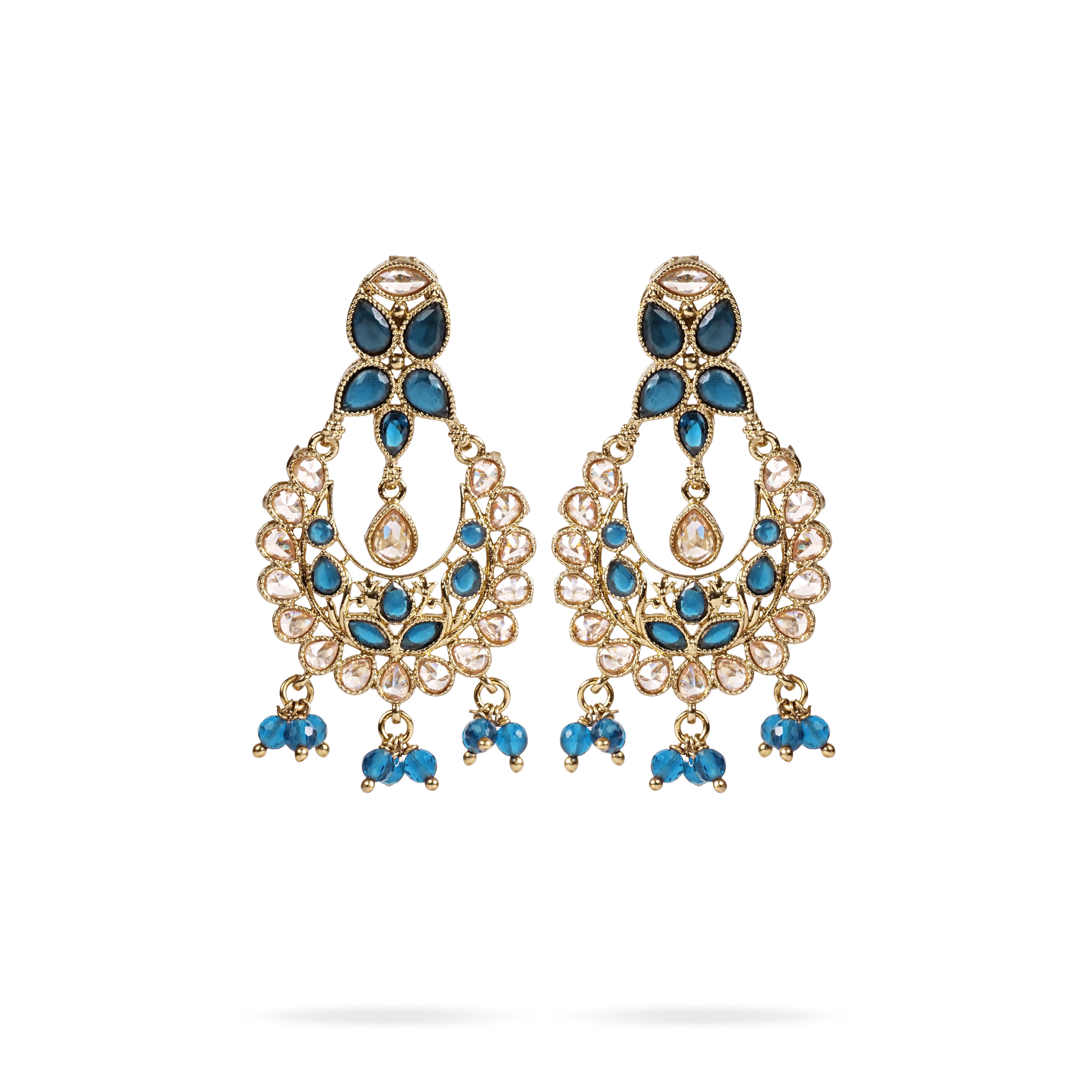 Tashi Chandbali Earrings in Navy Blue