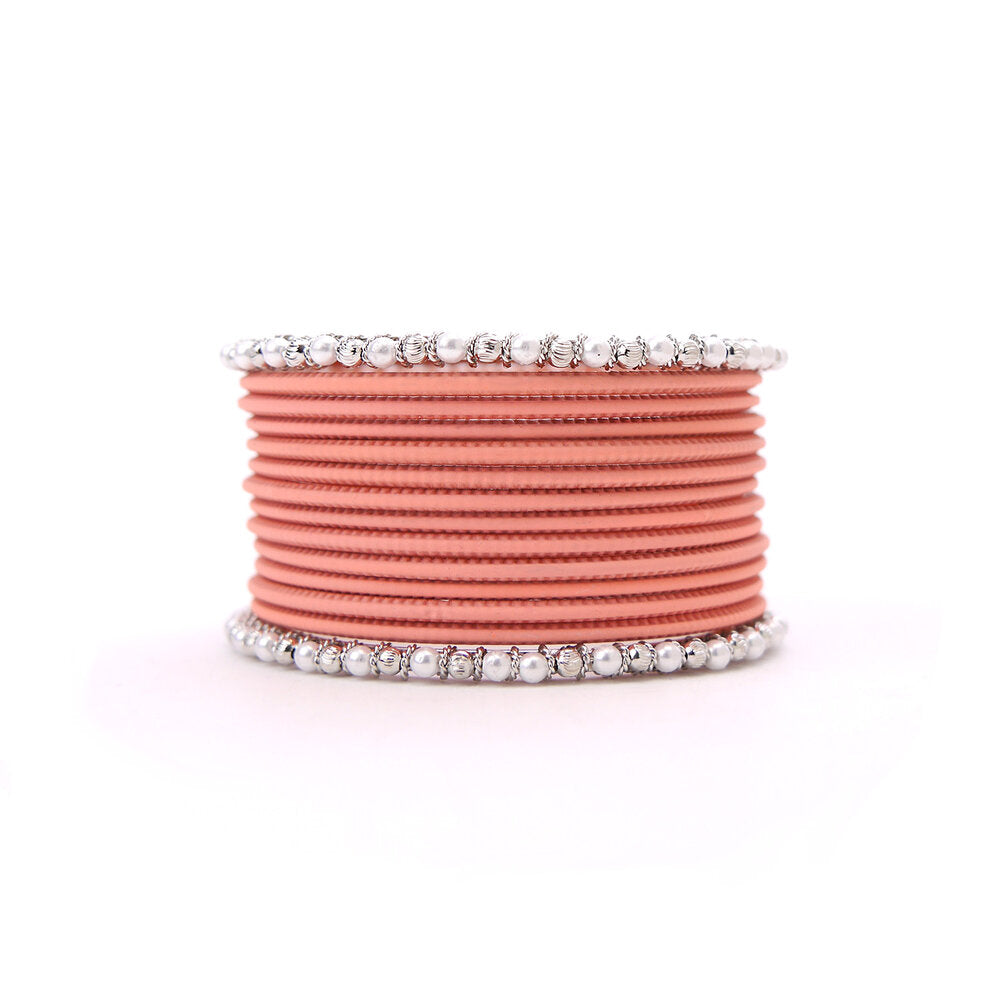 No Drama Bangle Set in Deep Peach