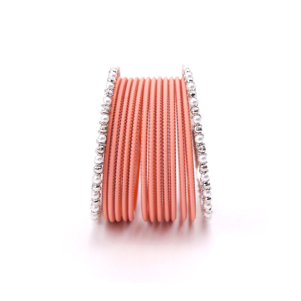 No Drama Bangle Set in Deep Peach
