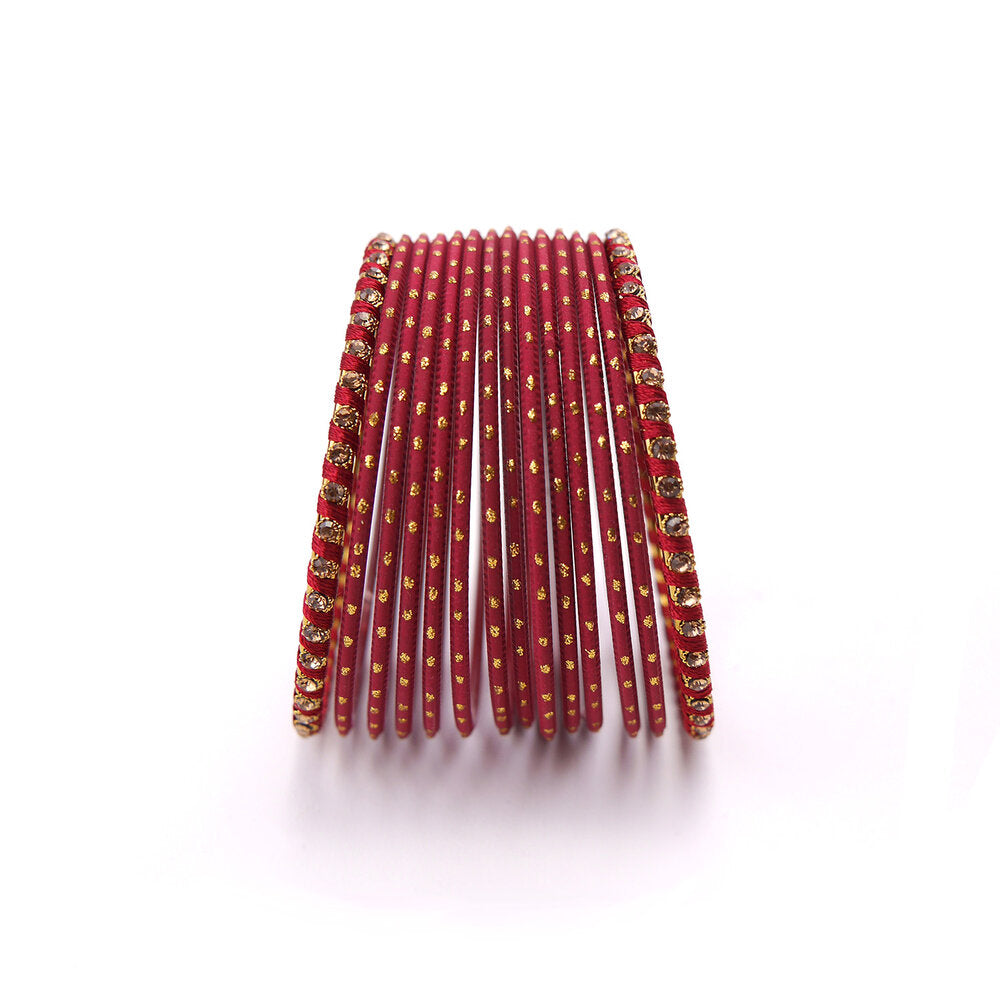 No Drama Bangle Set in Maroon