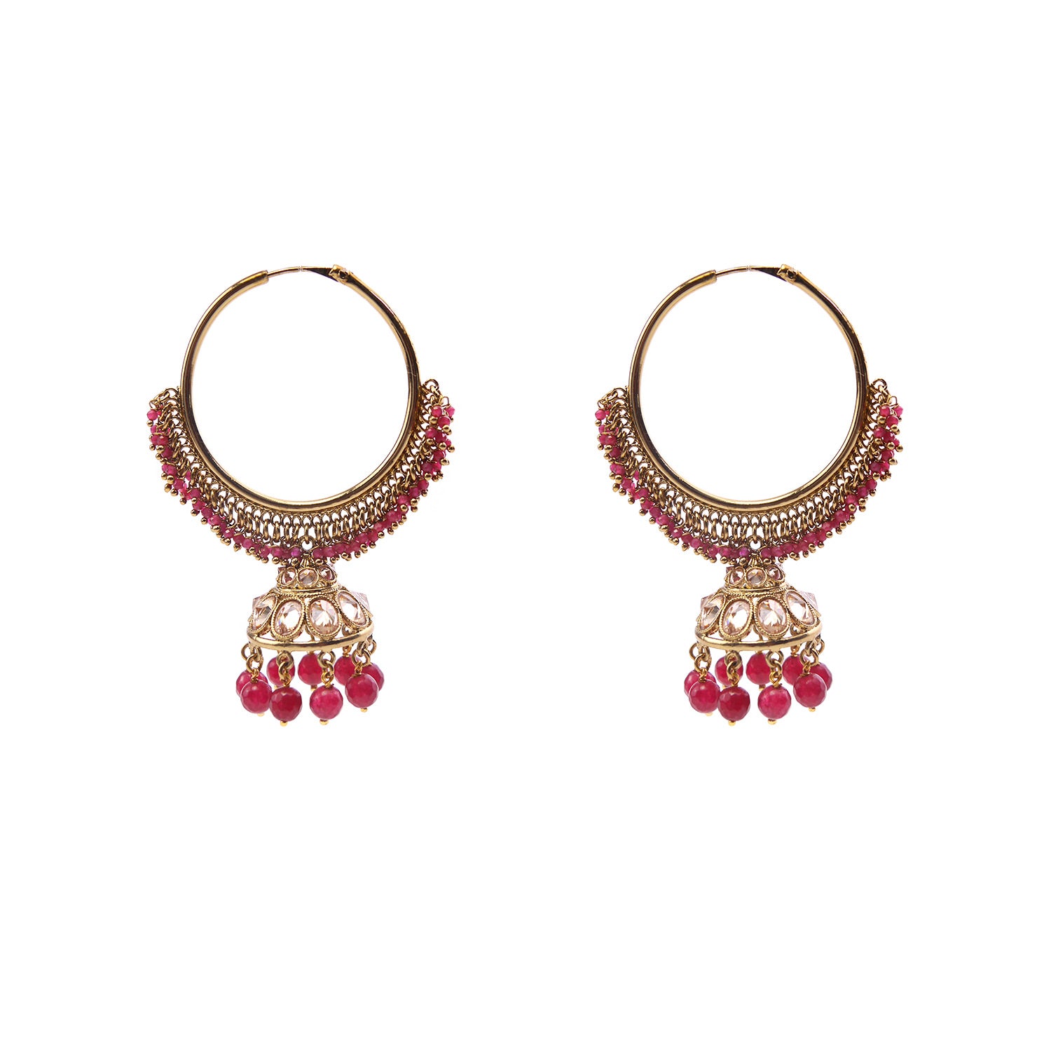 Dara Jhumka Hoops in Ruby