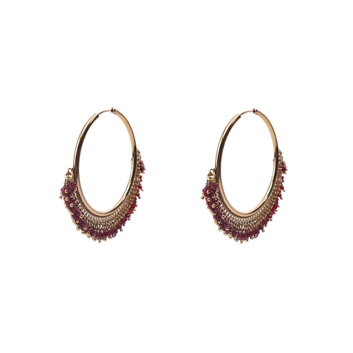 Ella Cluster Hoops in Deep Red