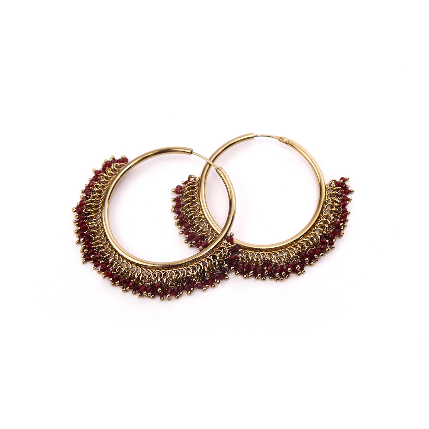 Ella Cluster Hoops in Deep Red