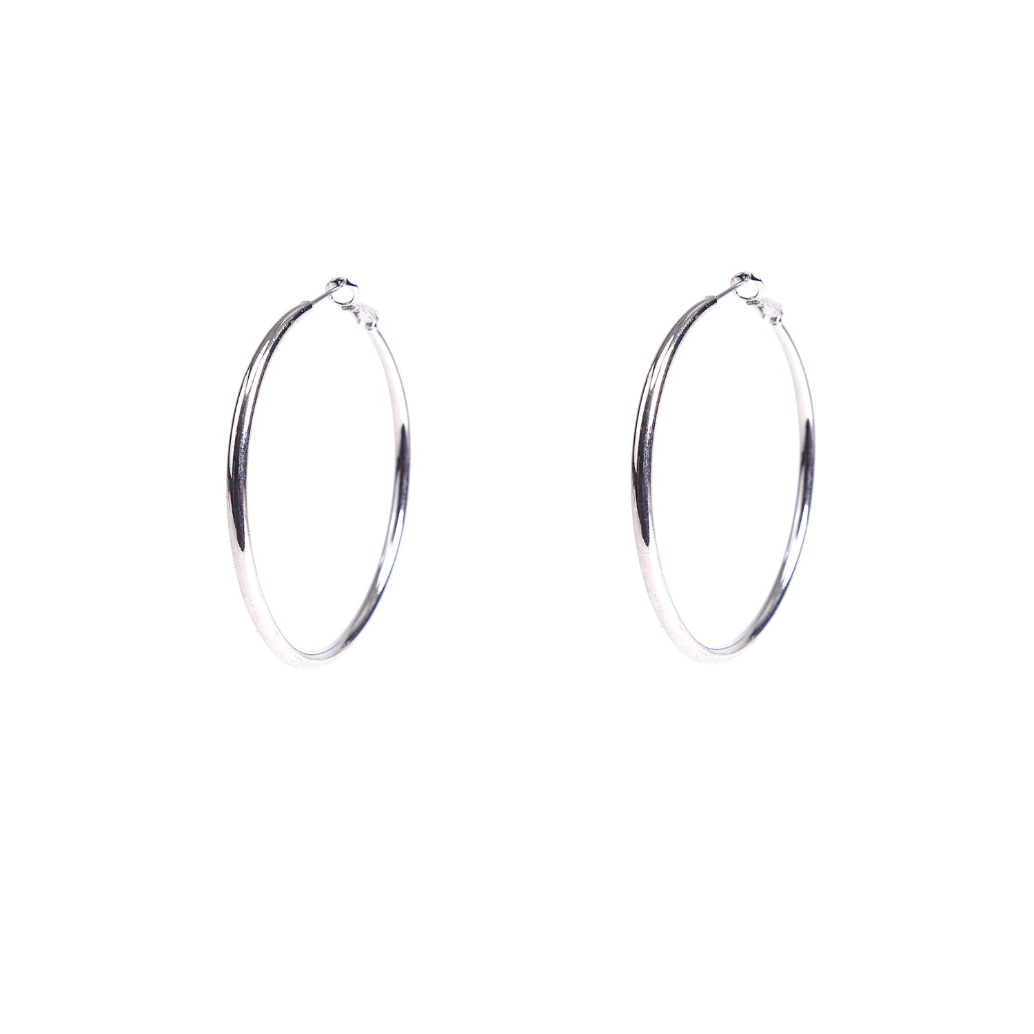 Plain Hoops in Rhodium