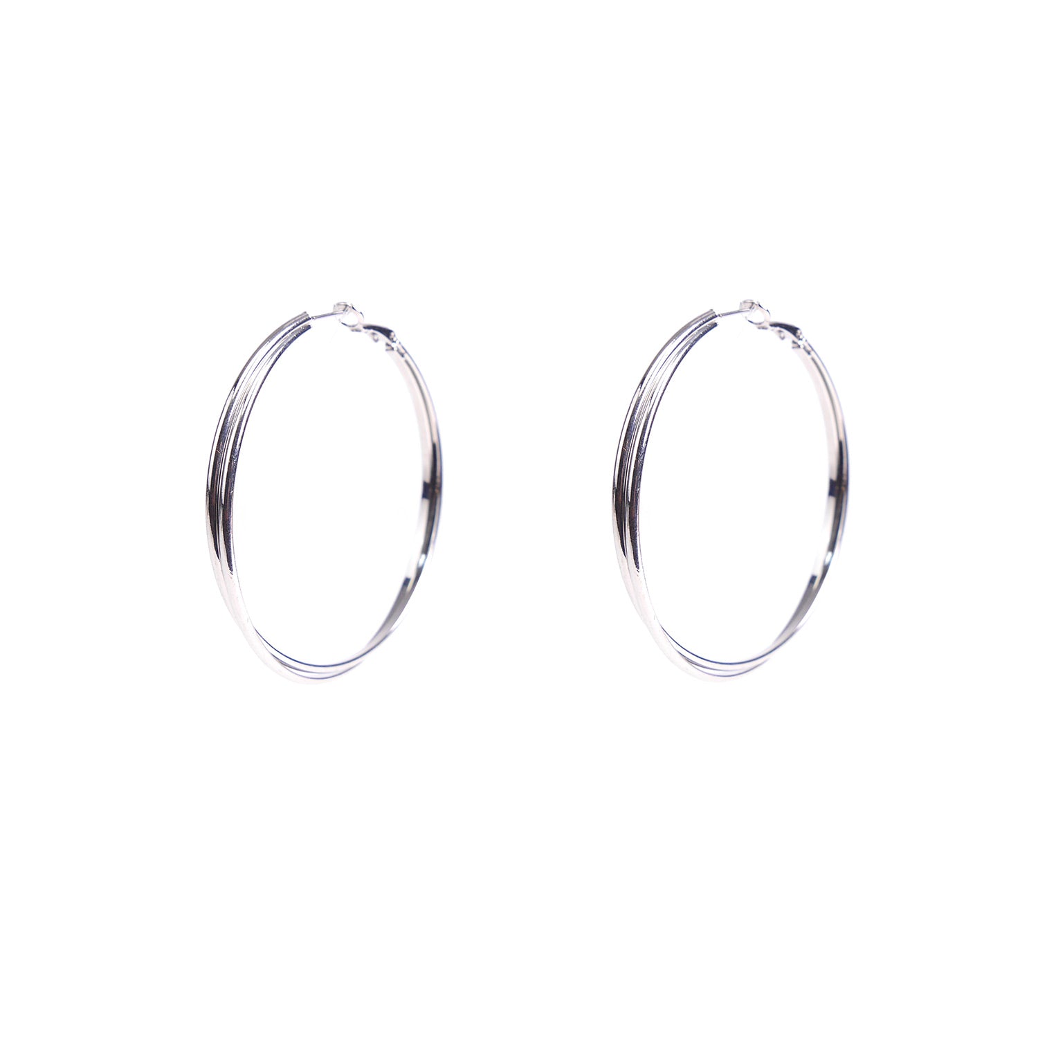 Swirl Hoops in Rhodium