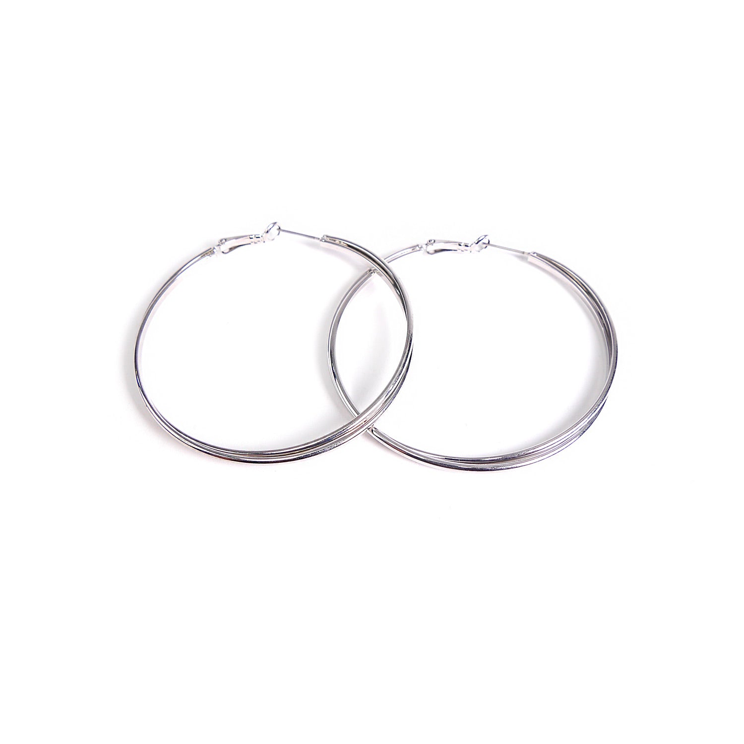 Swirl Hoops in Rhodium