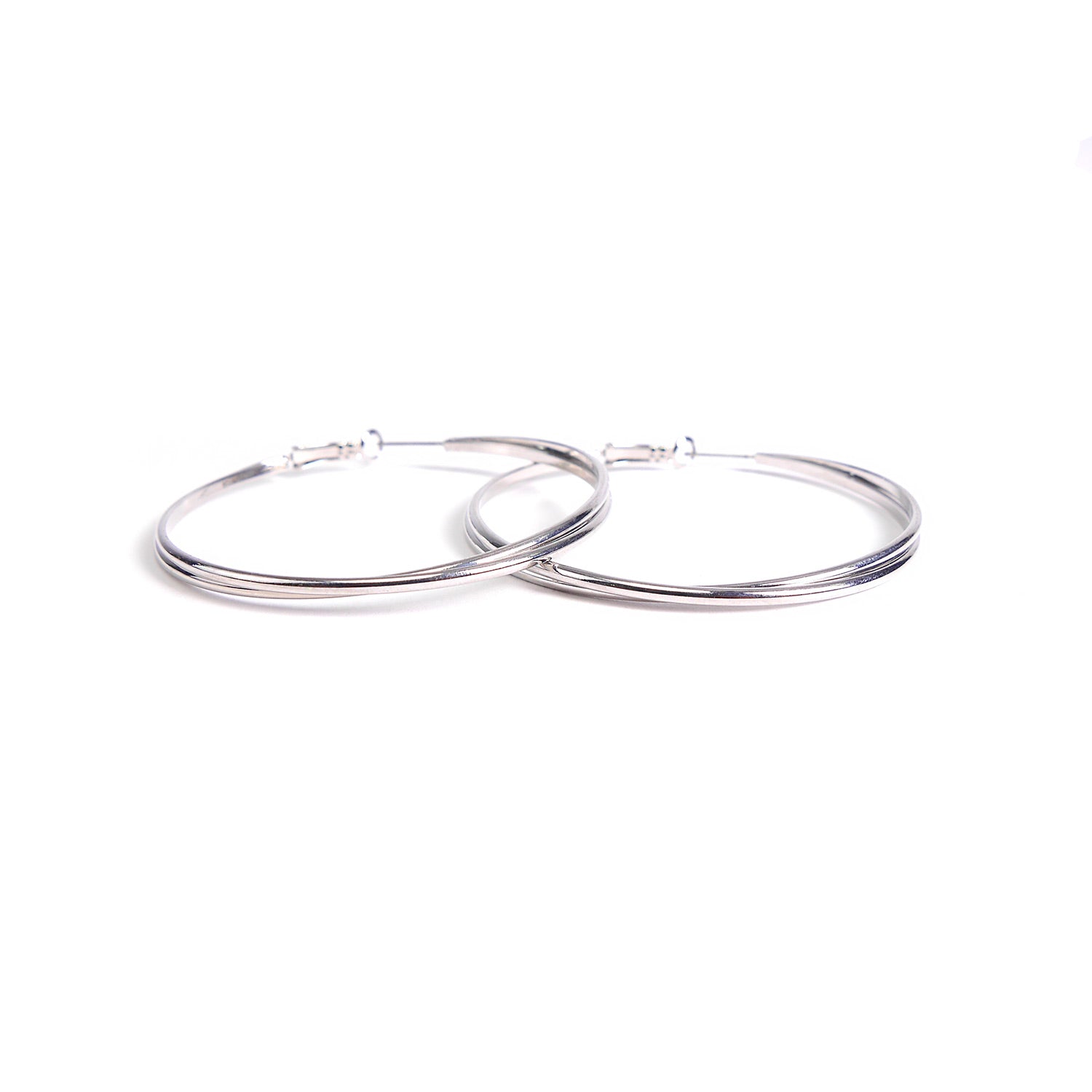 Swirl Hoops in Rhodium
