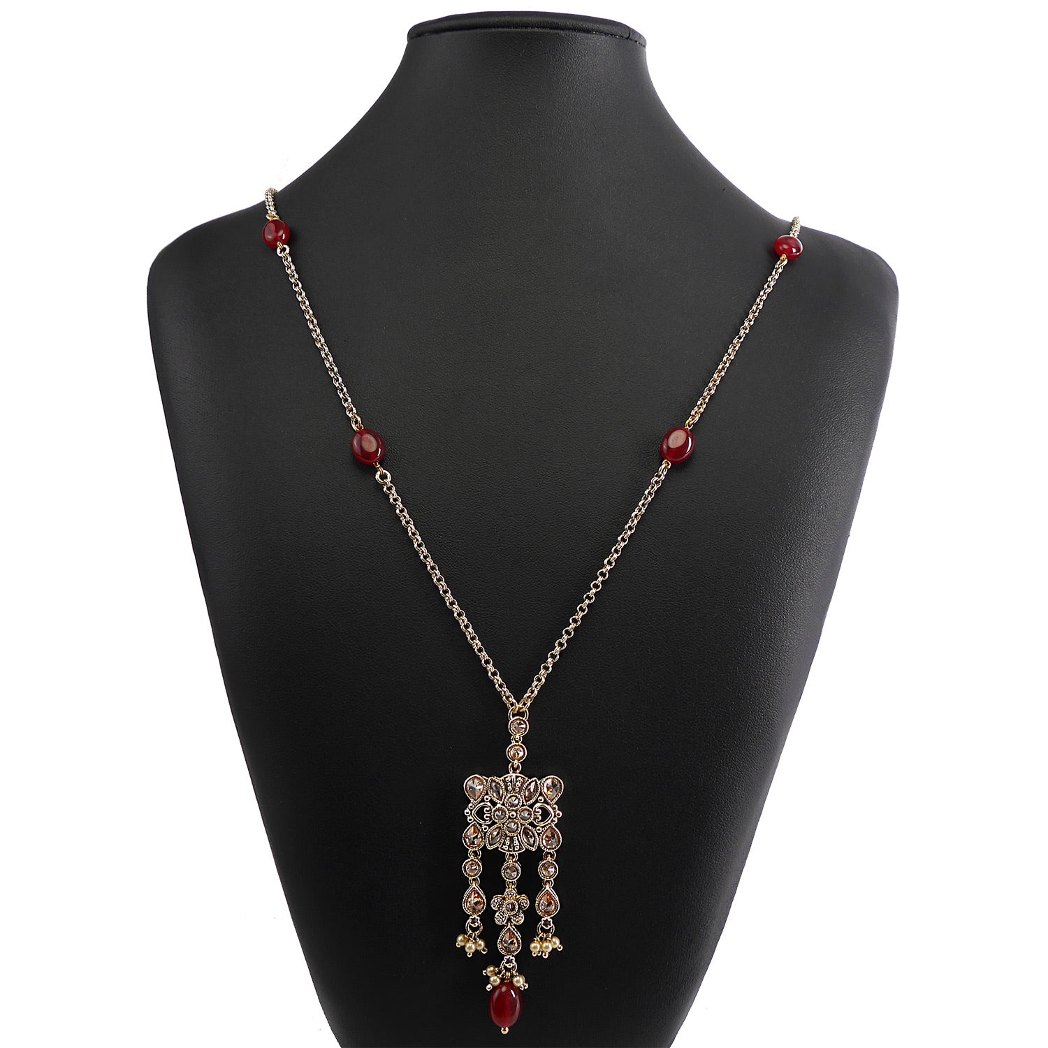 Daisy Droplet Pendant in Maroon