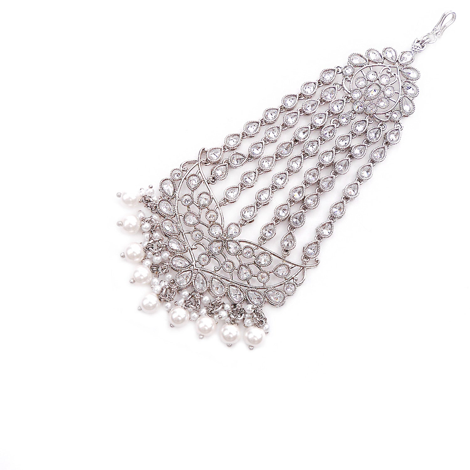 Nadira Jhumar Headpiece in Rhodium