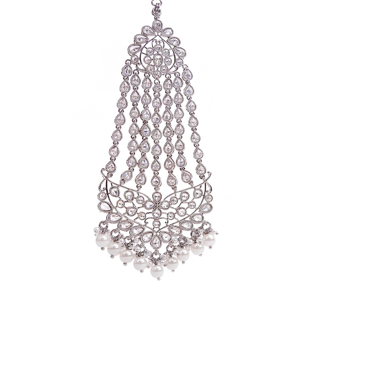 Nadira Jhumar Headpiece in Rhodium