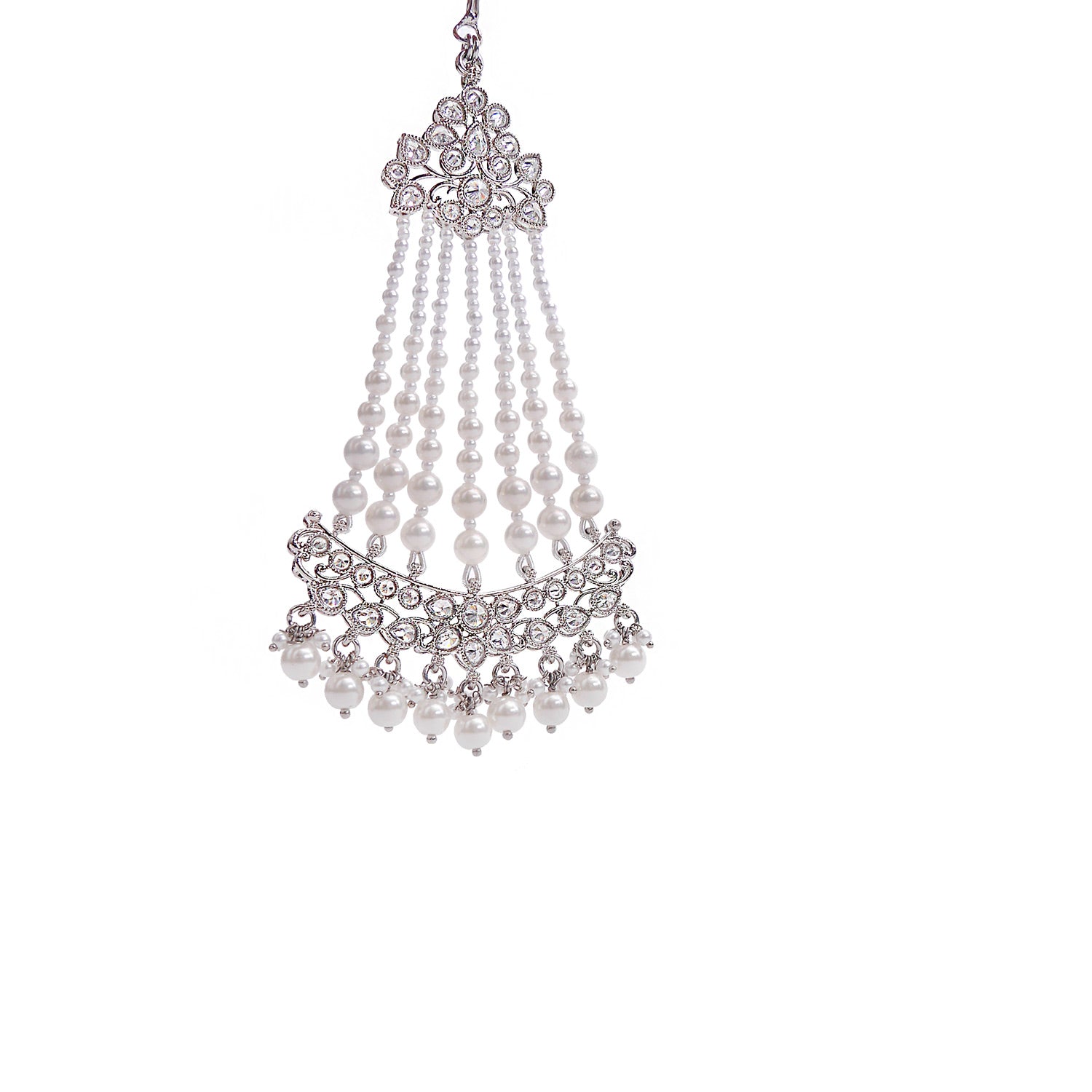 Dhara Jhumar in Rhodium and Pearl