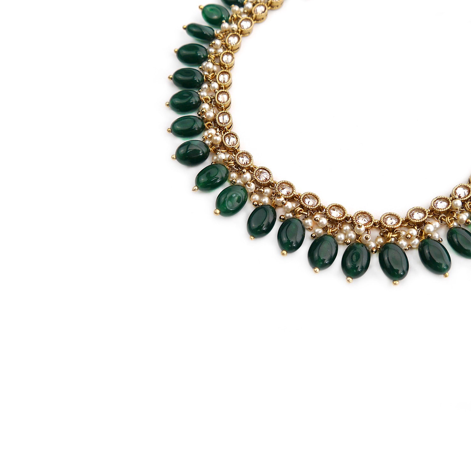 Green Oval Drop Anklet