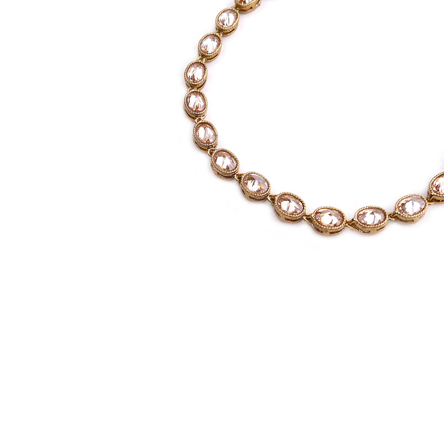 Oval Crystal Anklet in Gold
