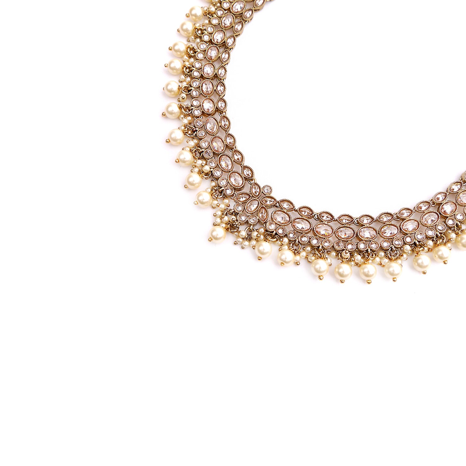 Aditi Necklace Set in Pearl and Antique Gold