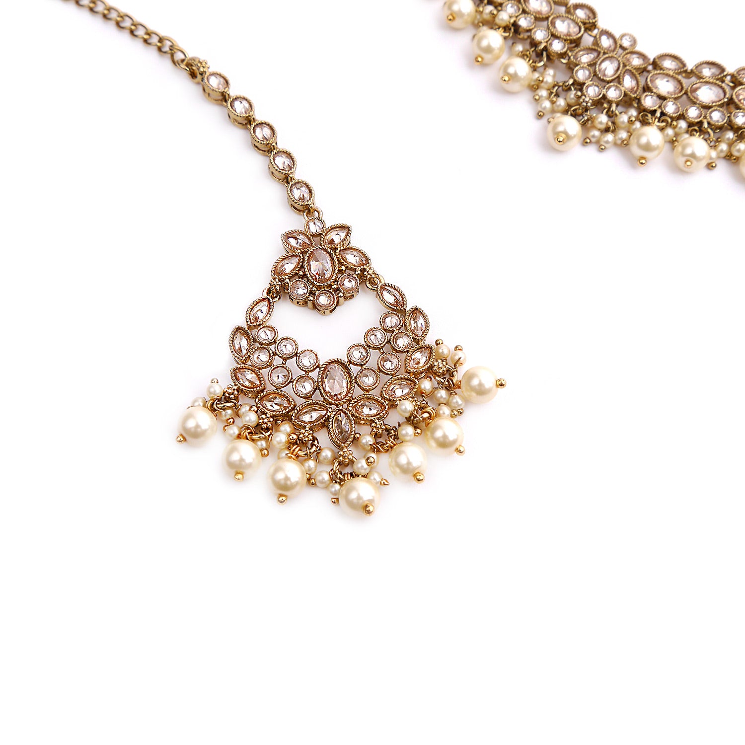 Aditi Necklace Set in Pearl and Antique Gold