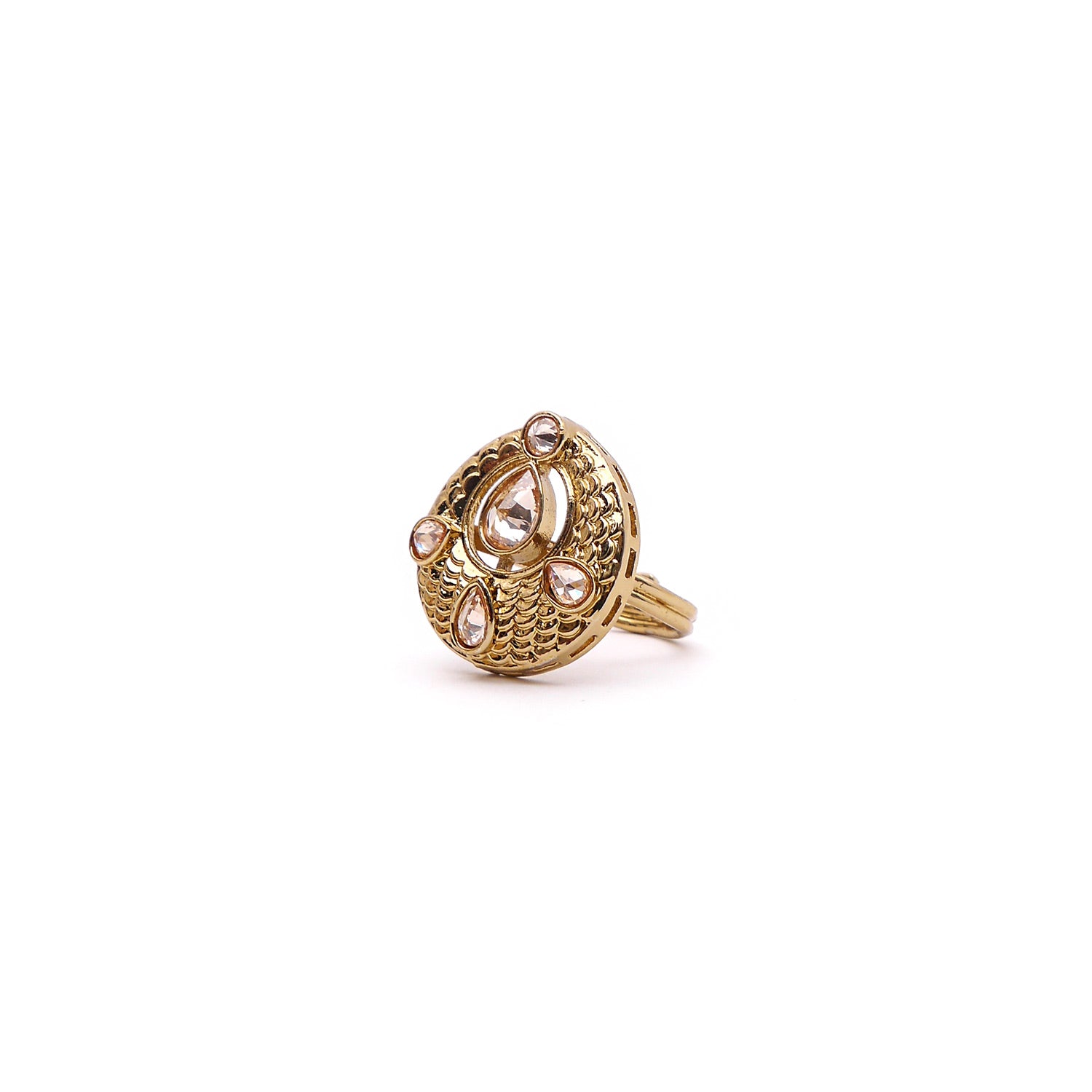 Jameela Crystal Antique Gold Ring