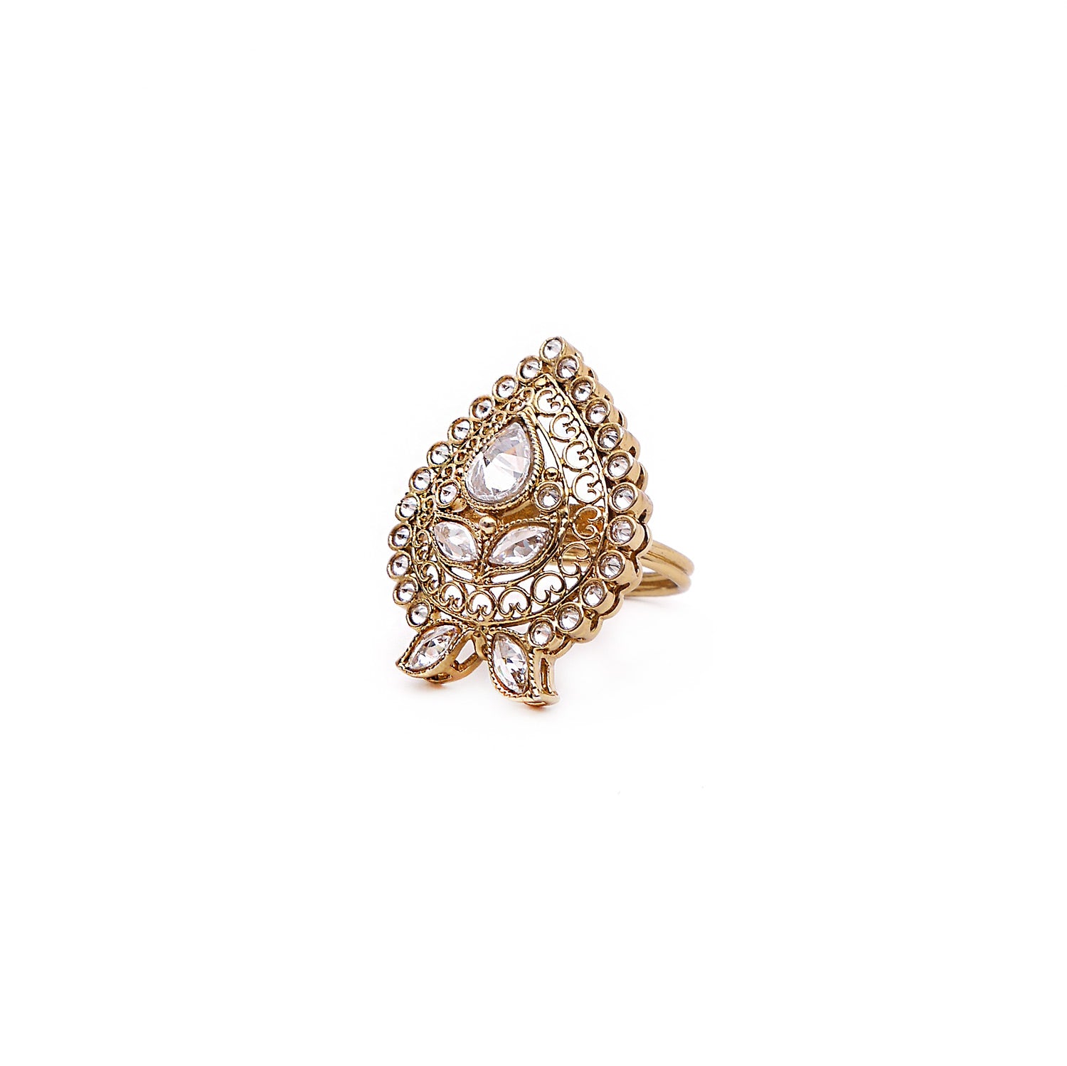 Floral Filigree Ring in Antique Gold